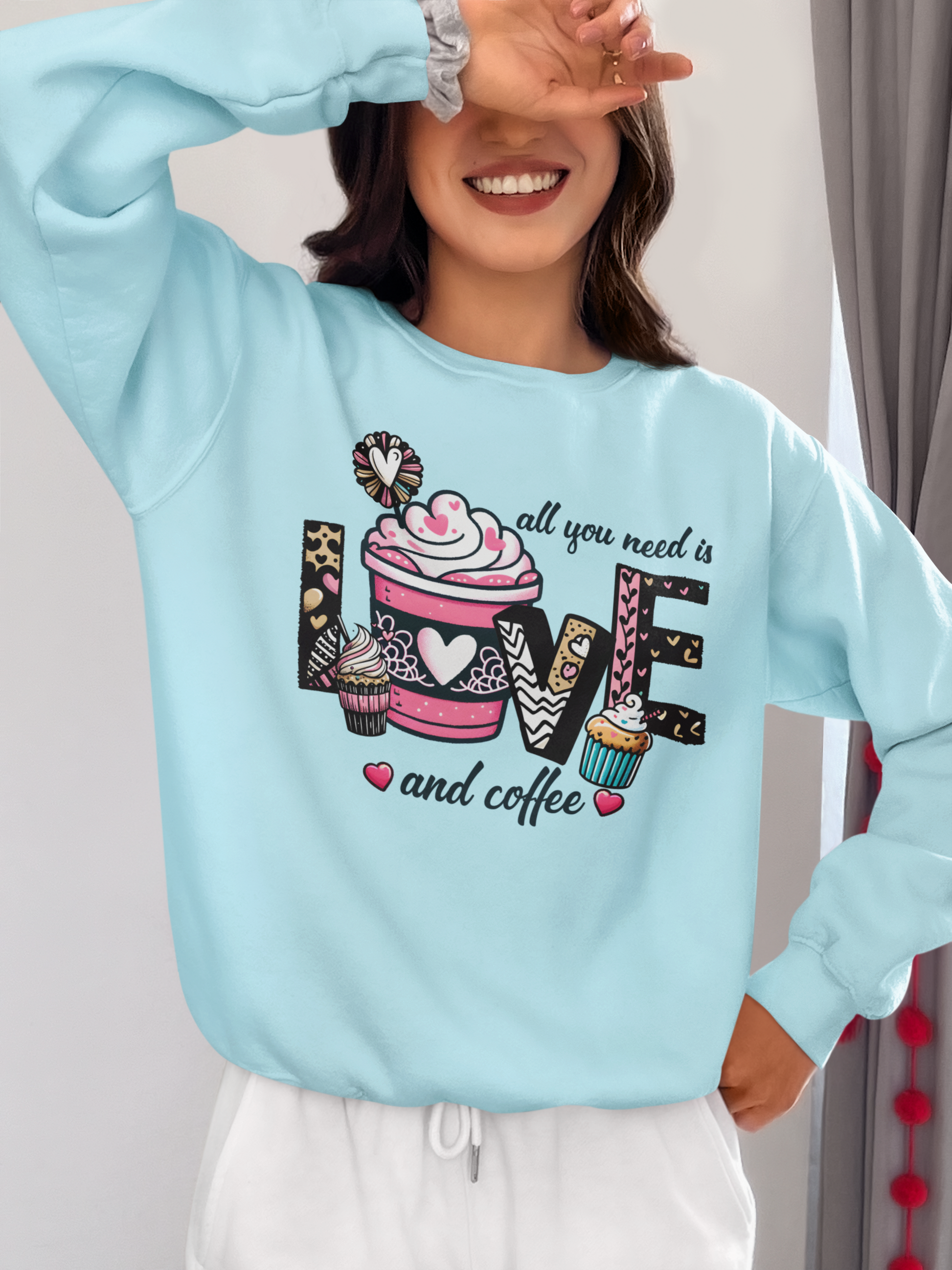 All you need is Love and Coffee Sweatshirt, Coffee Lovers Unisex Heavy Blend™ Crewneck Sweatshirt, Coffee Lovers Sweatshirt