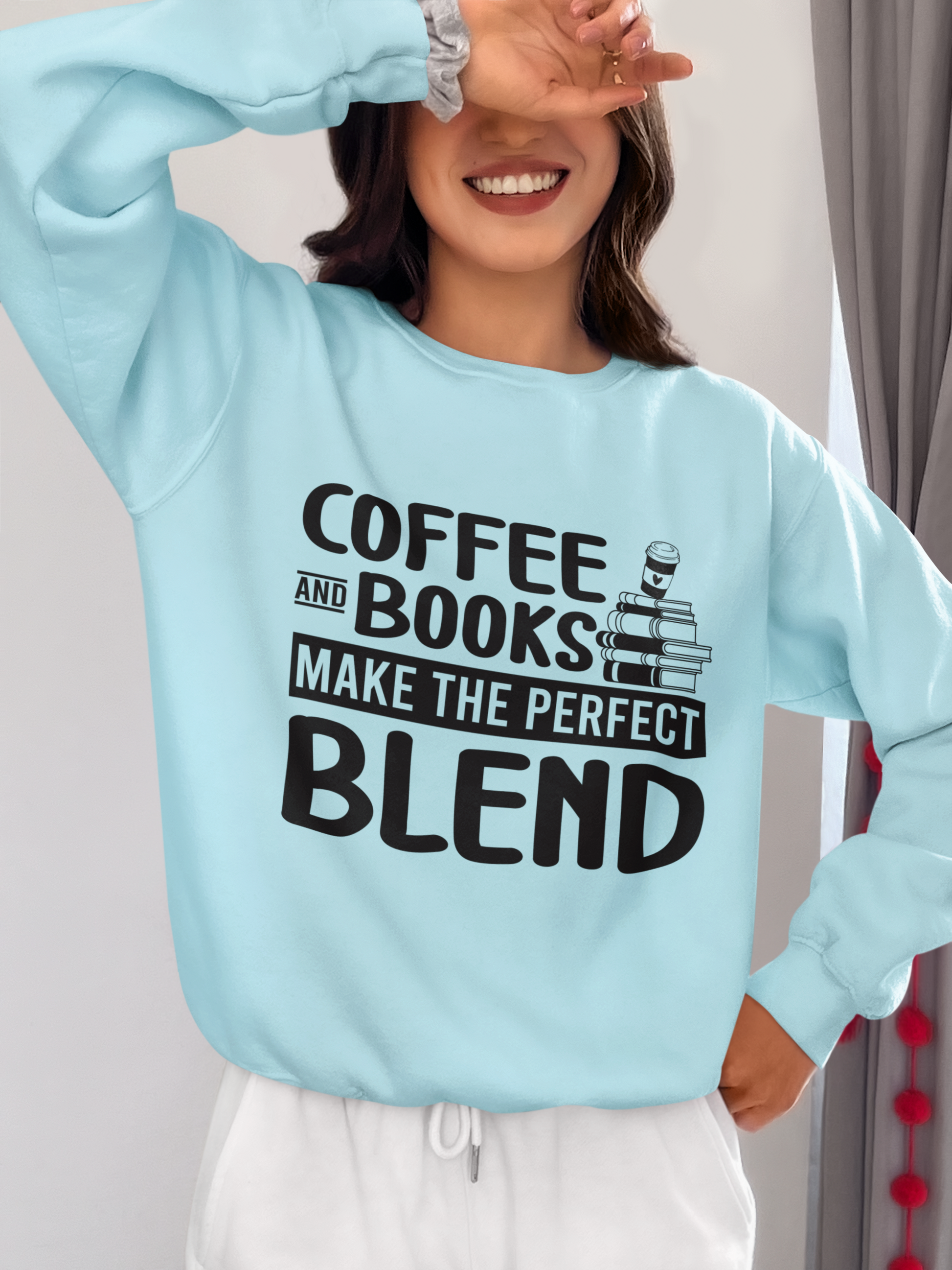 Coffee and books make the perfect blend Sweatshirt, Coffee Lovers Unisex Heavy Blend™ Crewneck Sweatshirt, Coffee Lovers Sweatshirt