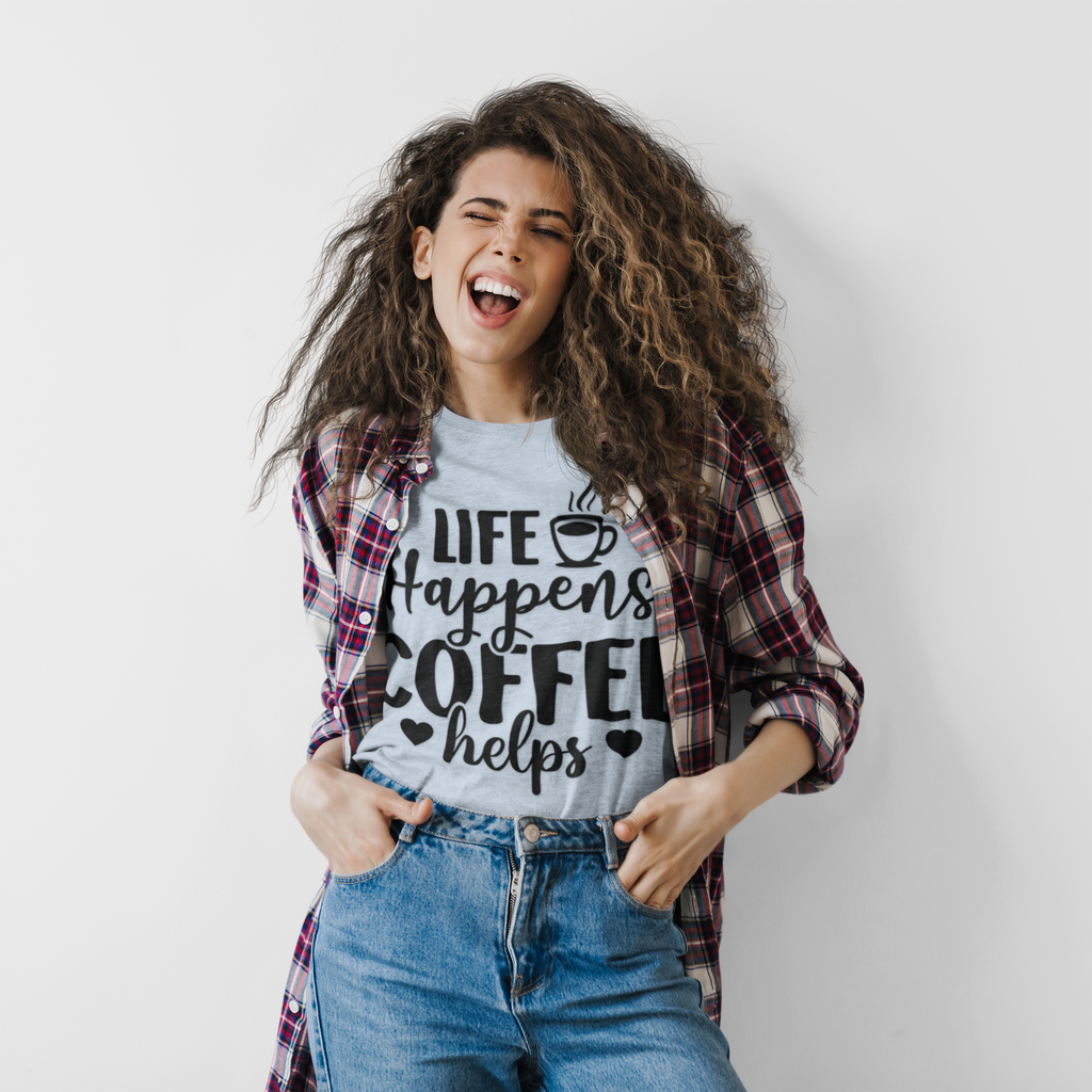 Coffee Helps Unisex Softstyle T-Shirt, Relaxed Fit Tee, Gift for Coffee Lovers, Casual Wear, Motivational Quote Tee