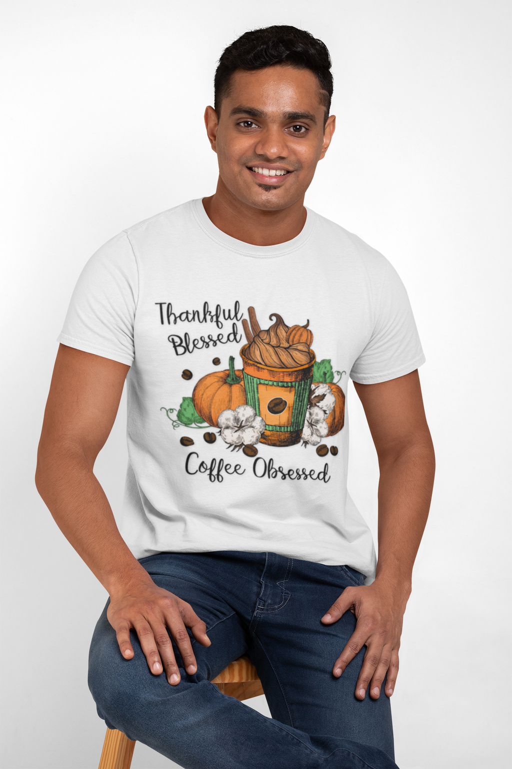 Thankful & Coffee Obsessed T-Shirt, Autumn Apparel, Gift for Coffee Lovers, Fall Tee, Unisex Style, Thanksgiving Fashion