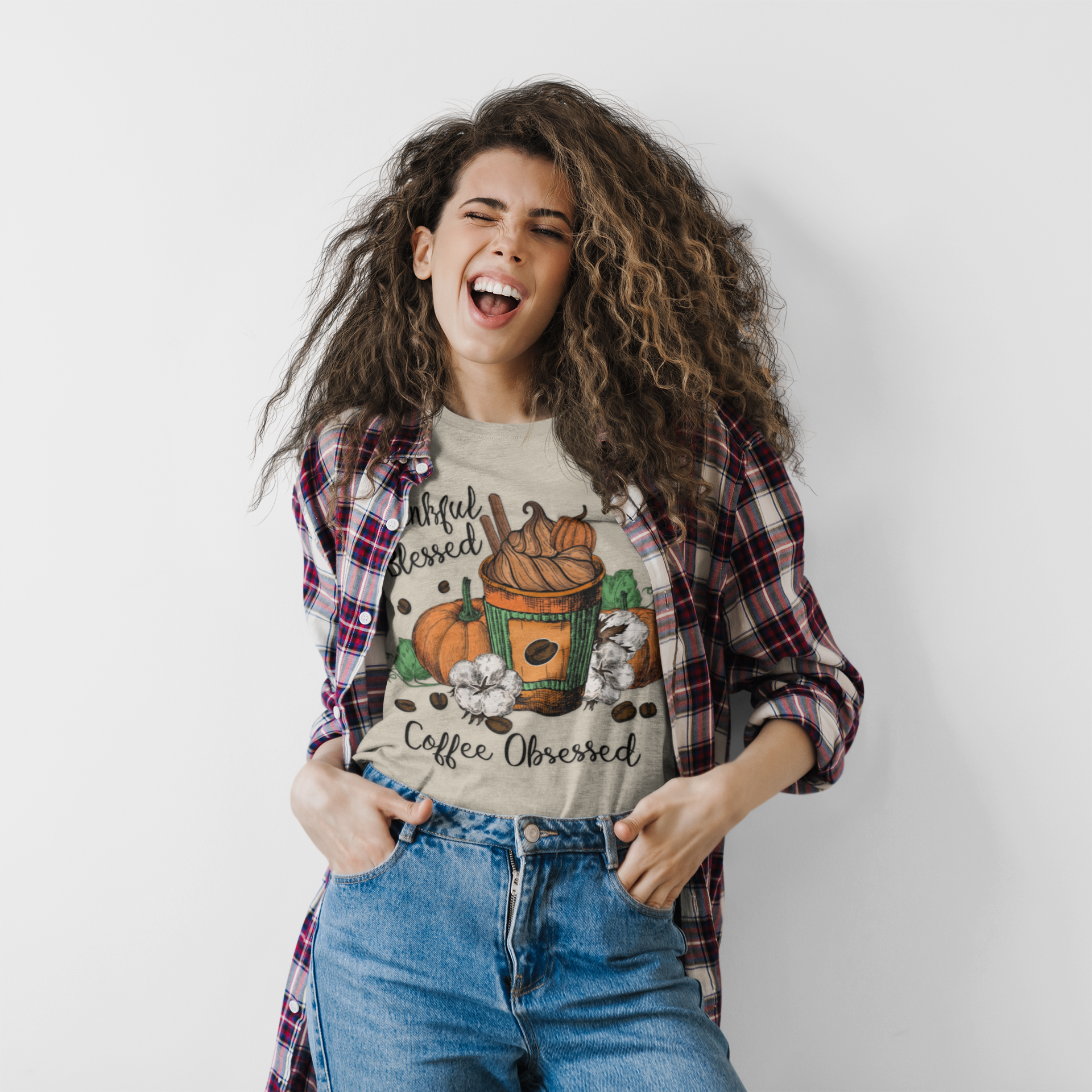 Thankful & Coffee Obsessed T-Shirt, Autumn Apparel, Gift for Coffee Lovers, Fall Tee, Unisex Style, Thanksgiving Fashion