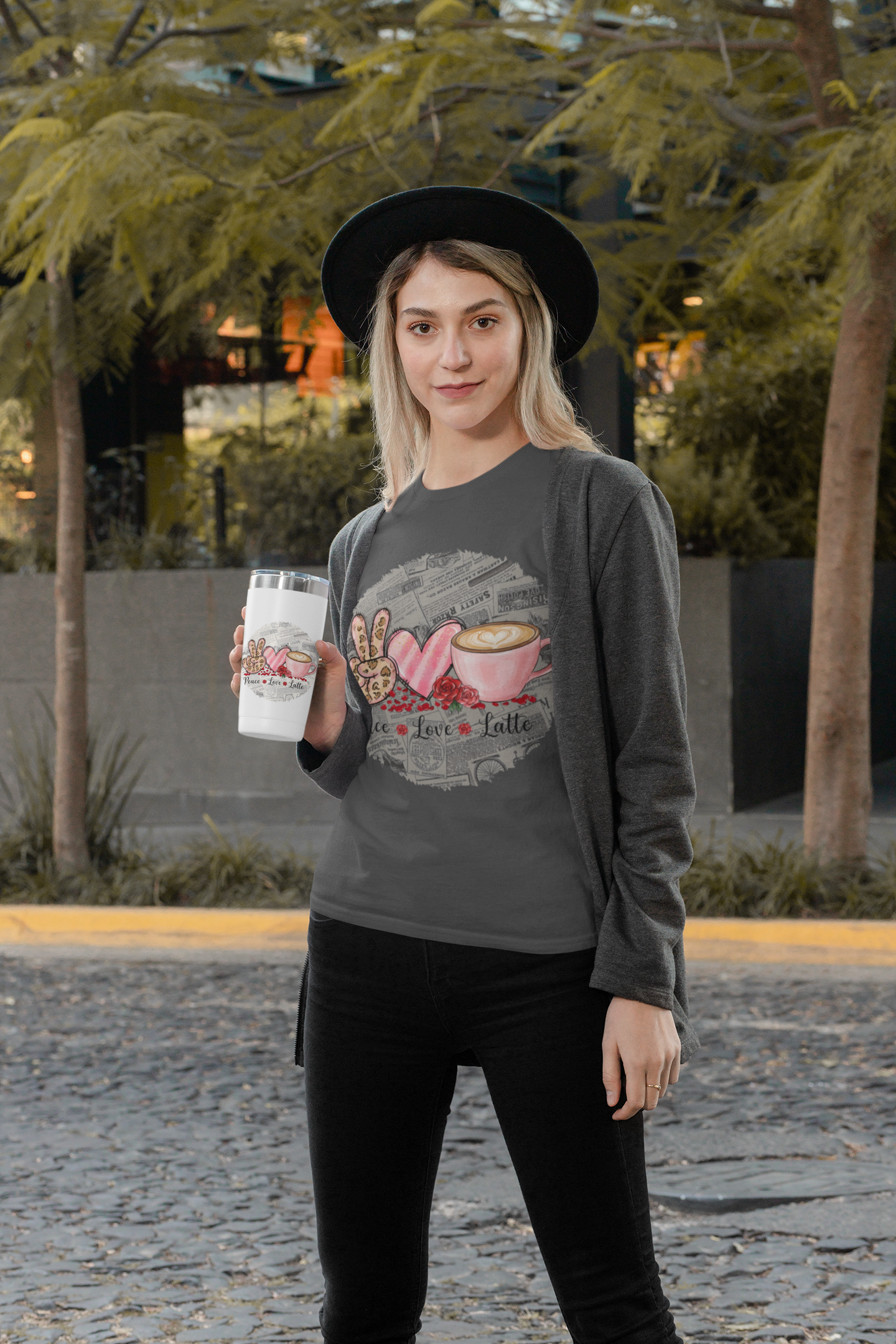 Peace Love Latte Coffee T-Shirt, Coffee Lovers Shirt, Latte Lover Shirt, Latte Coffee Cups Shirt, Cute Softstyle T-Shirt, Coworker gift ideas,