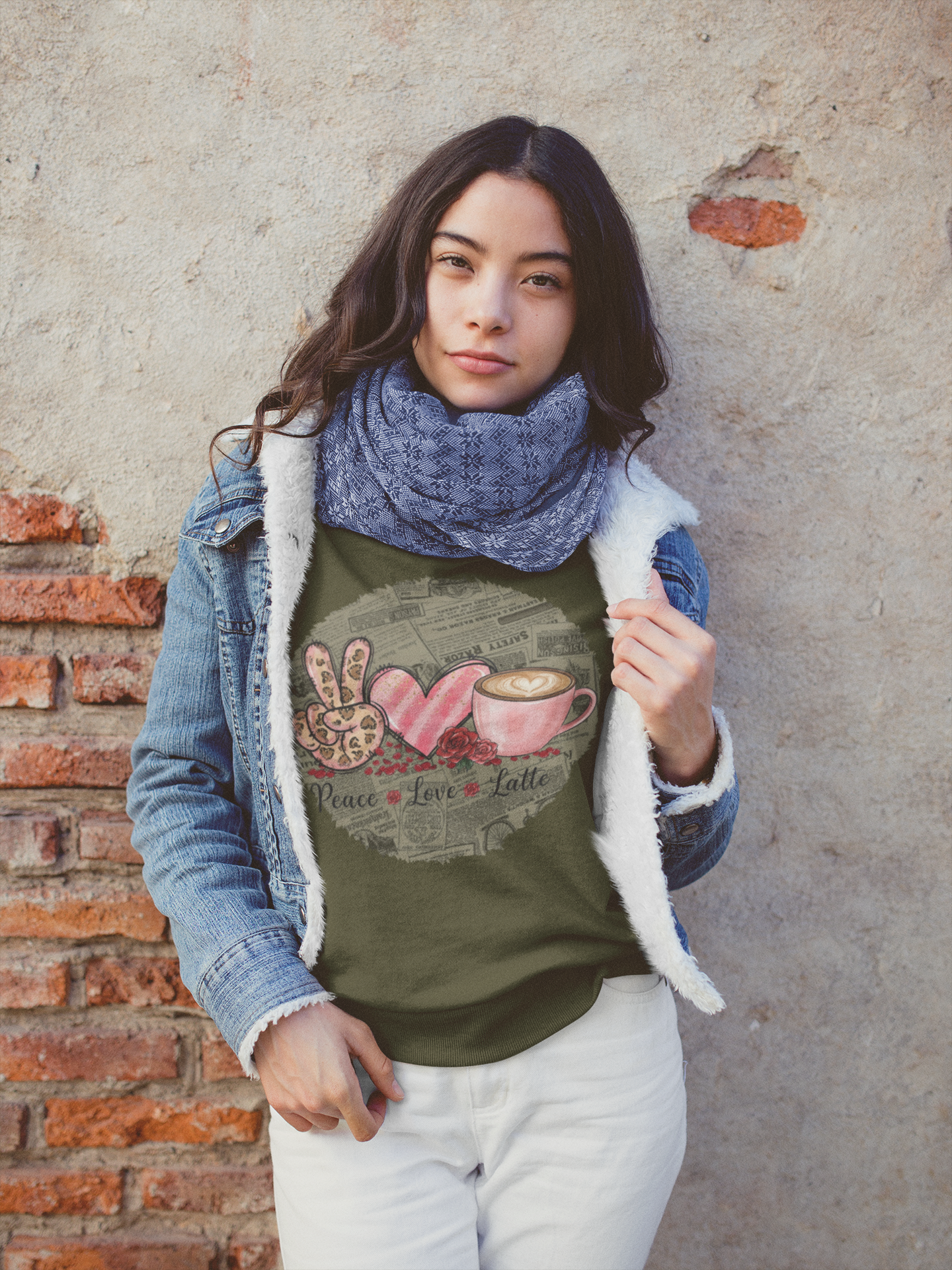 Peace Love Latte Crewneck Sweatshirt, Coffee Sweatshirt Love, Coffee Lovers Gift for Teacher, Coworker gift ideas, Sweatshirt for Coffee Lovers