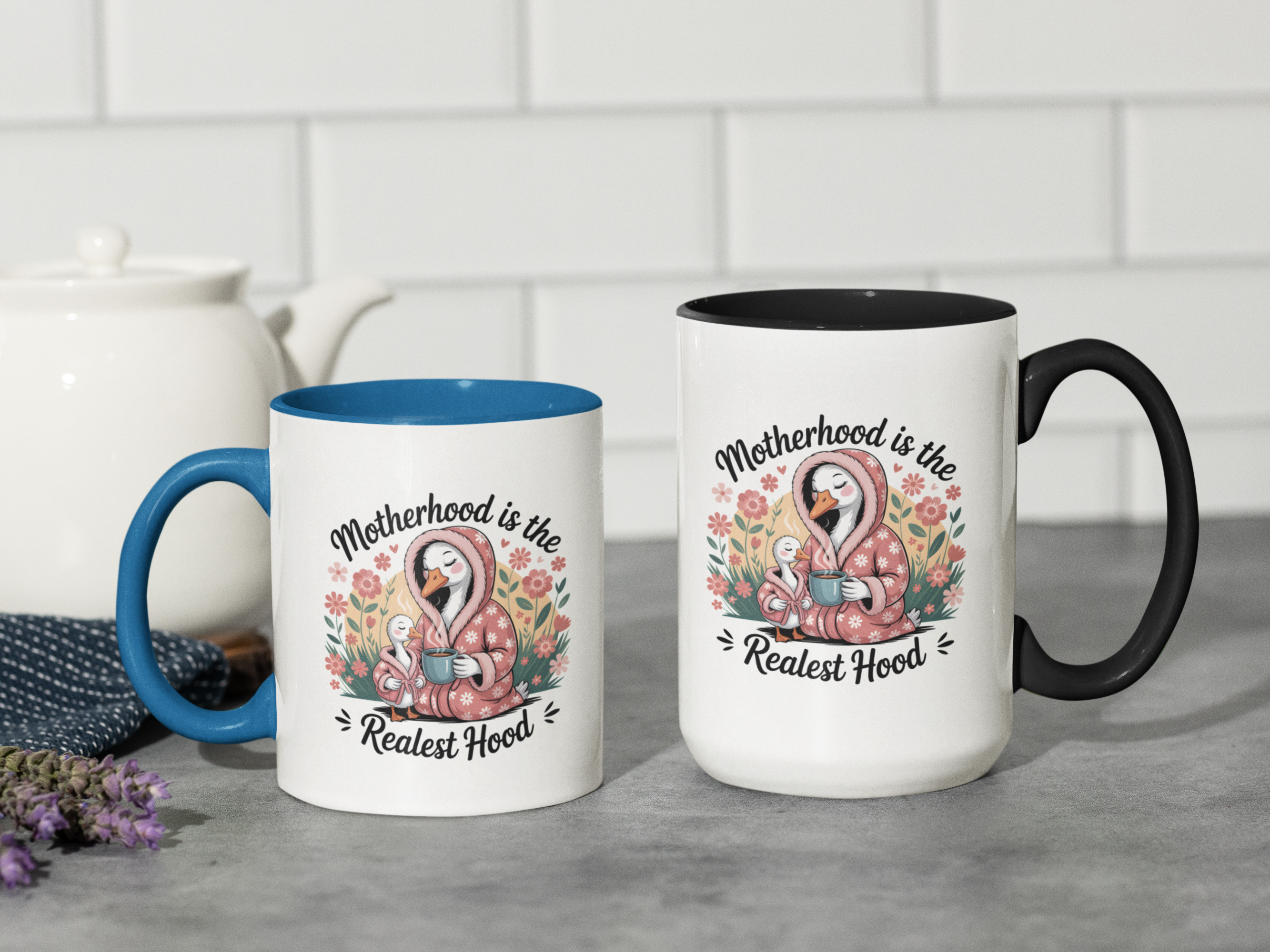 Mother's Day Coffee Mug, Motherhood is the Realest Hood Coffee Mug 11 and 15 oz
