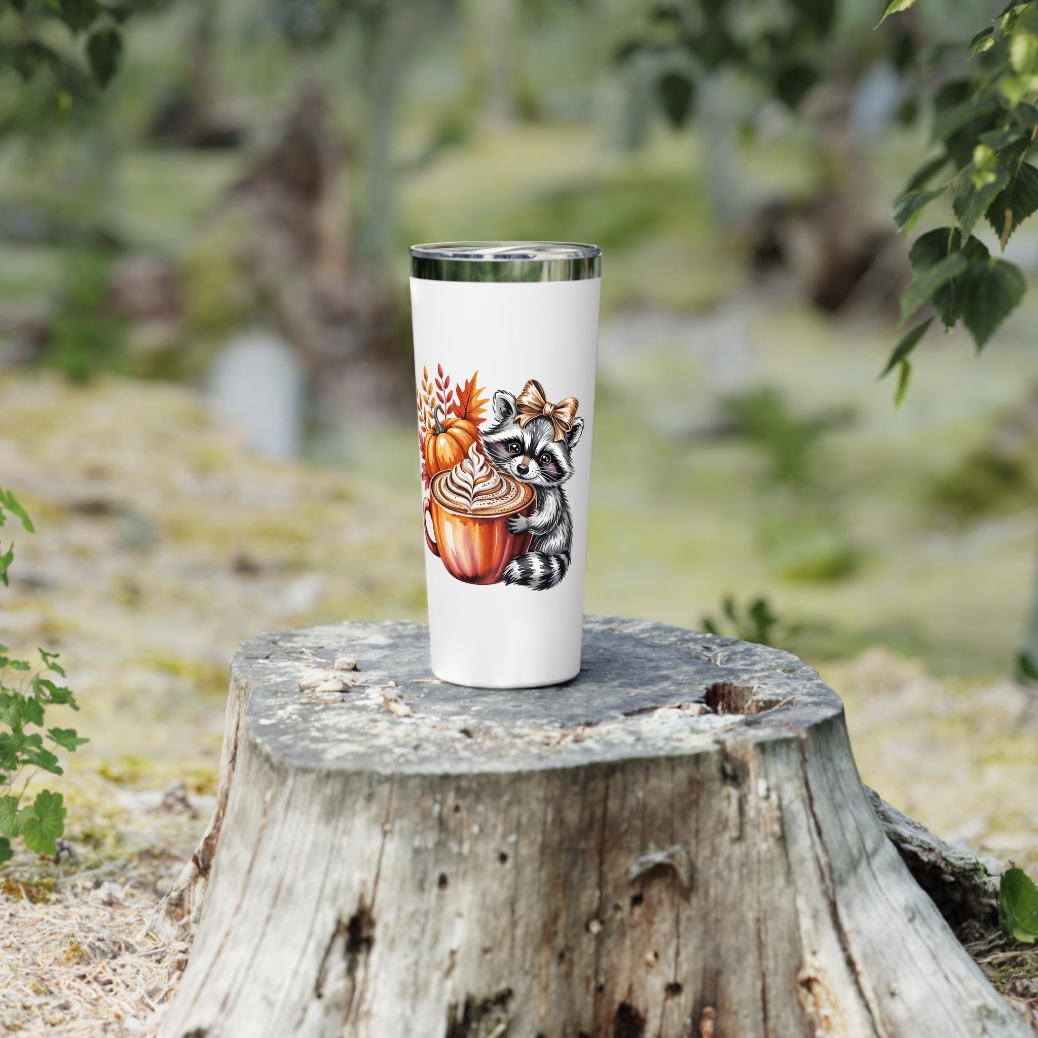 Cute Raccoon Fall Tumbler, Insulated Travel Mug for Coffee Lovers, Pumpkin Design, Perfect Gift for Autumn, Holiday Sipper