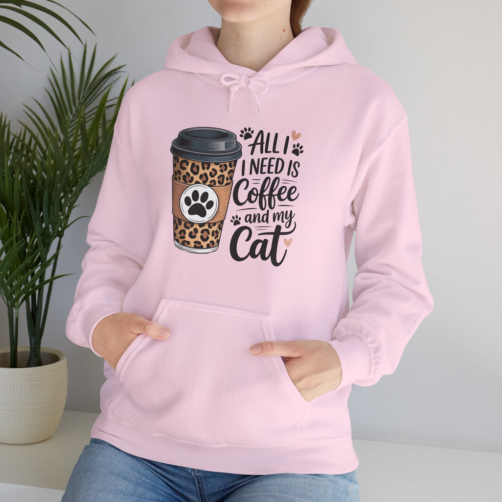 Coffee and Cat Lover Hoodie, All I need is Coffee and my cat Unisex Heavy Blend Sweatshirt, Hoodie for Coffee Lovers, Cute Hoodie