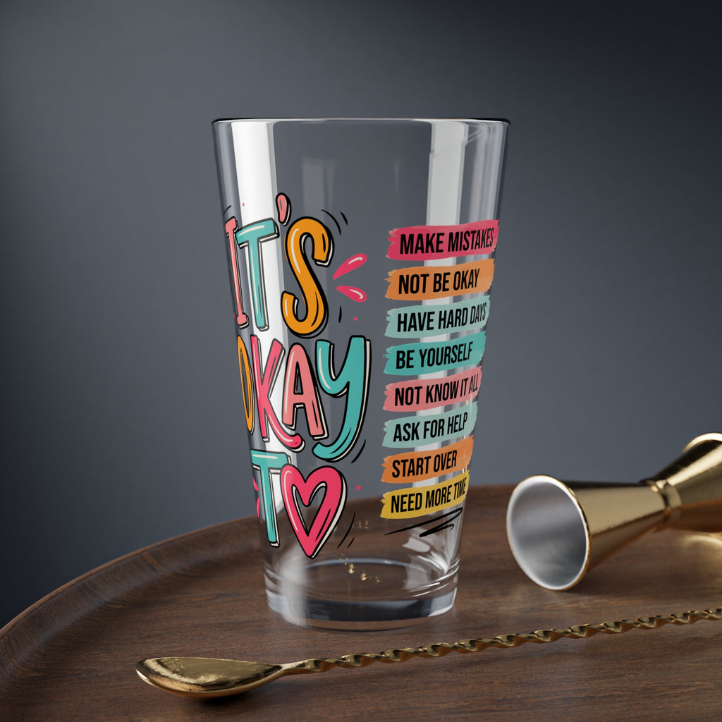 It's okay to make mistakes glass cup, Positive affirmation iced coffee glass, Mental health awareness gift