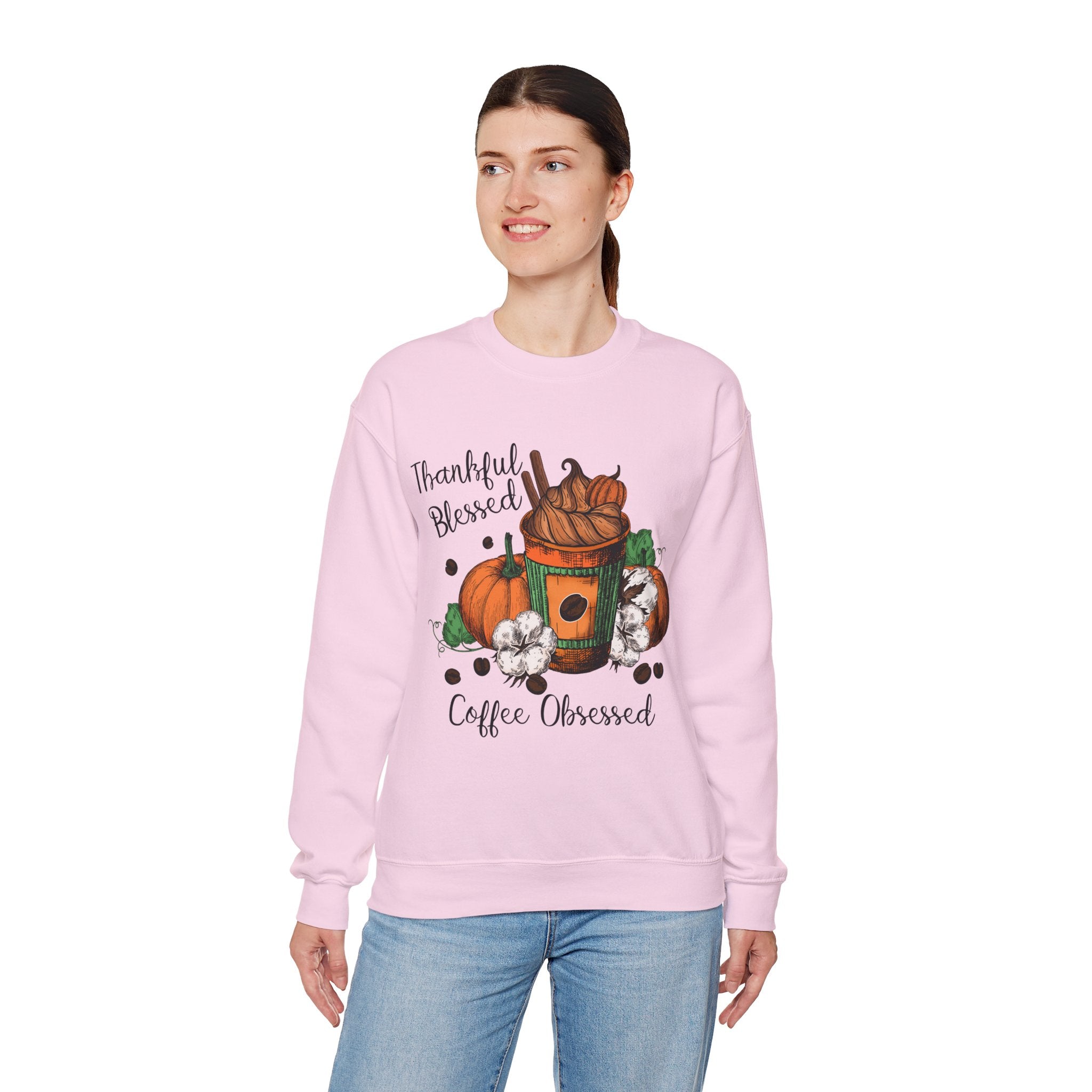 Thankful & Coffee Obsessed Crewneck Sweatshirt - Cozy Fall Fashion, Unisex Gift for Coffee Lovers, Autumn Style, Thanksgiving Apparel, [...]