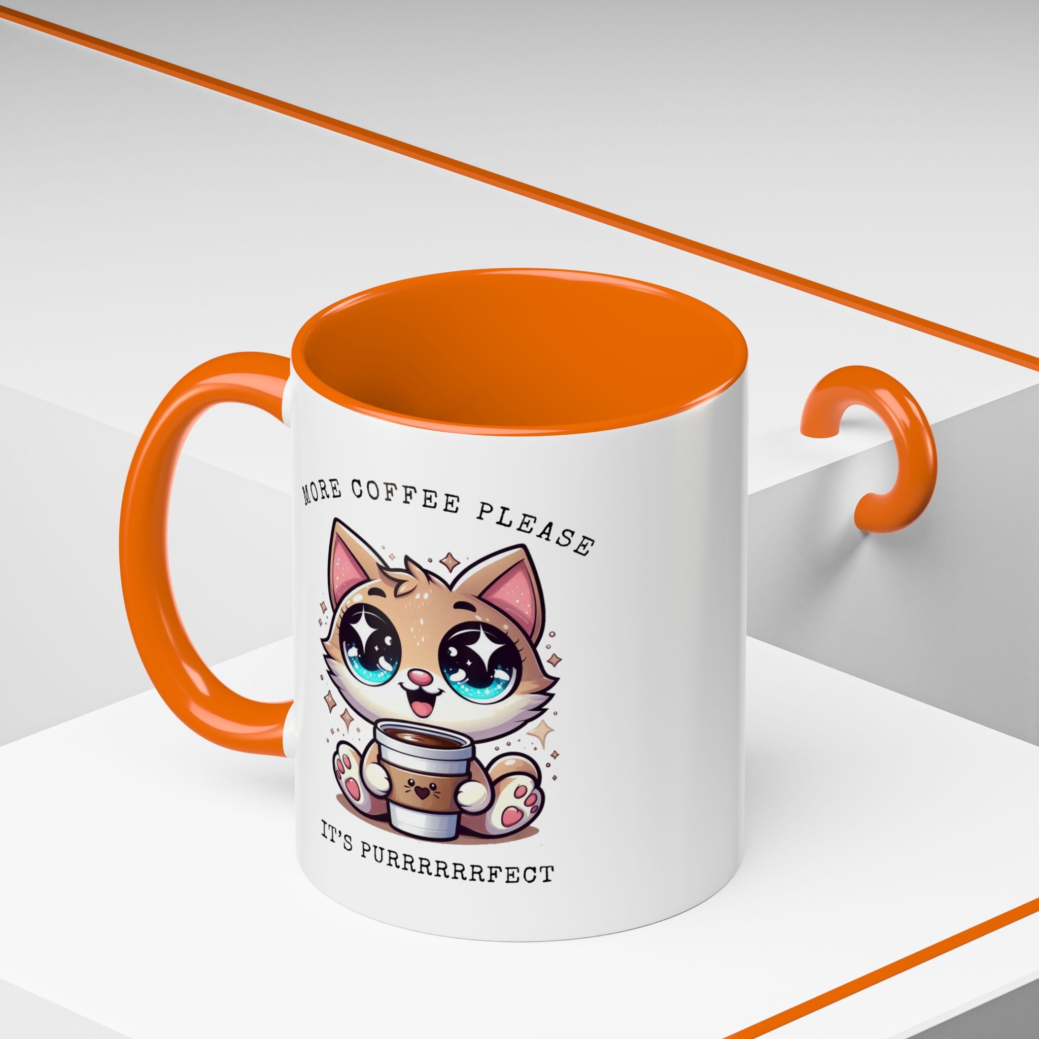 Cute Cat Coffee Mug - More Coffee Please, Adorable Gift for Cat Lovers, Fun Kitchen Decor, Perfect for Birthdays or Holidays