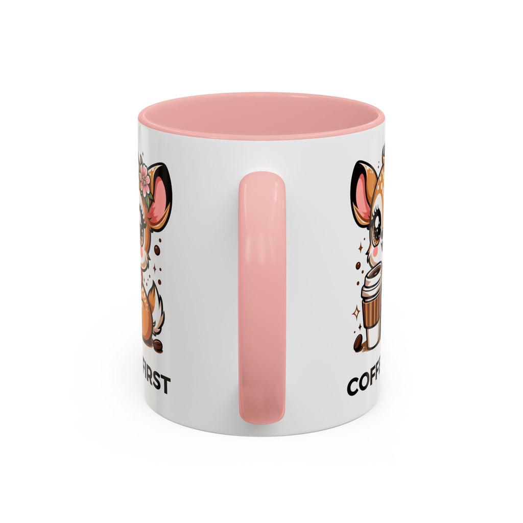 Cute Coffee Mug, Coffee First, Animal Lover Gift, Kawaii Mug, Adorable Animal Coffee Cup