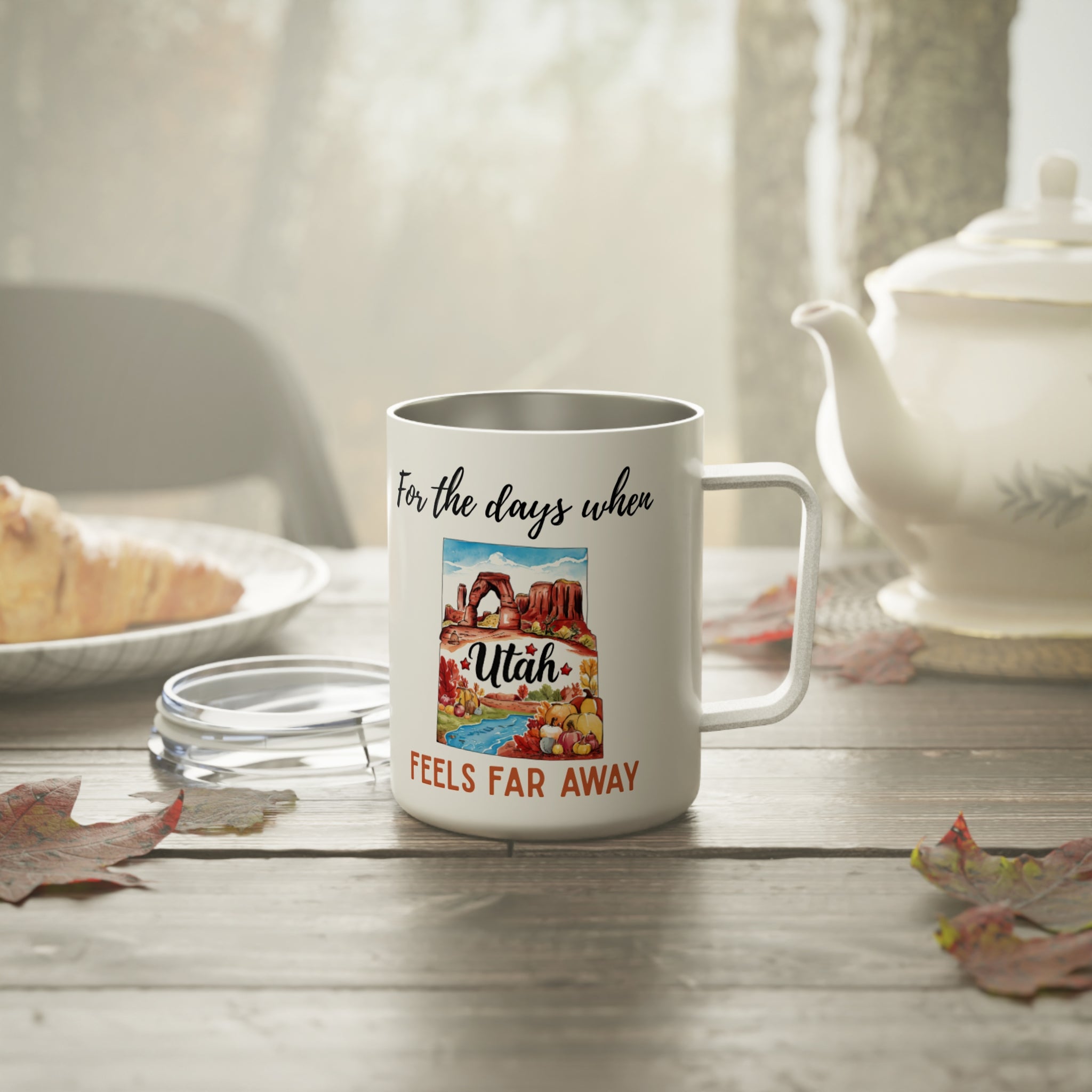 Utah feels far away Insulated Coffee Mug, Missing Utah Coffee tumbler, Homesick Mug