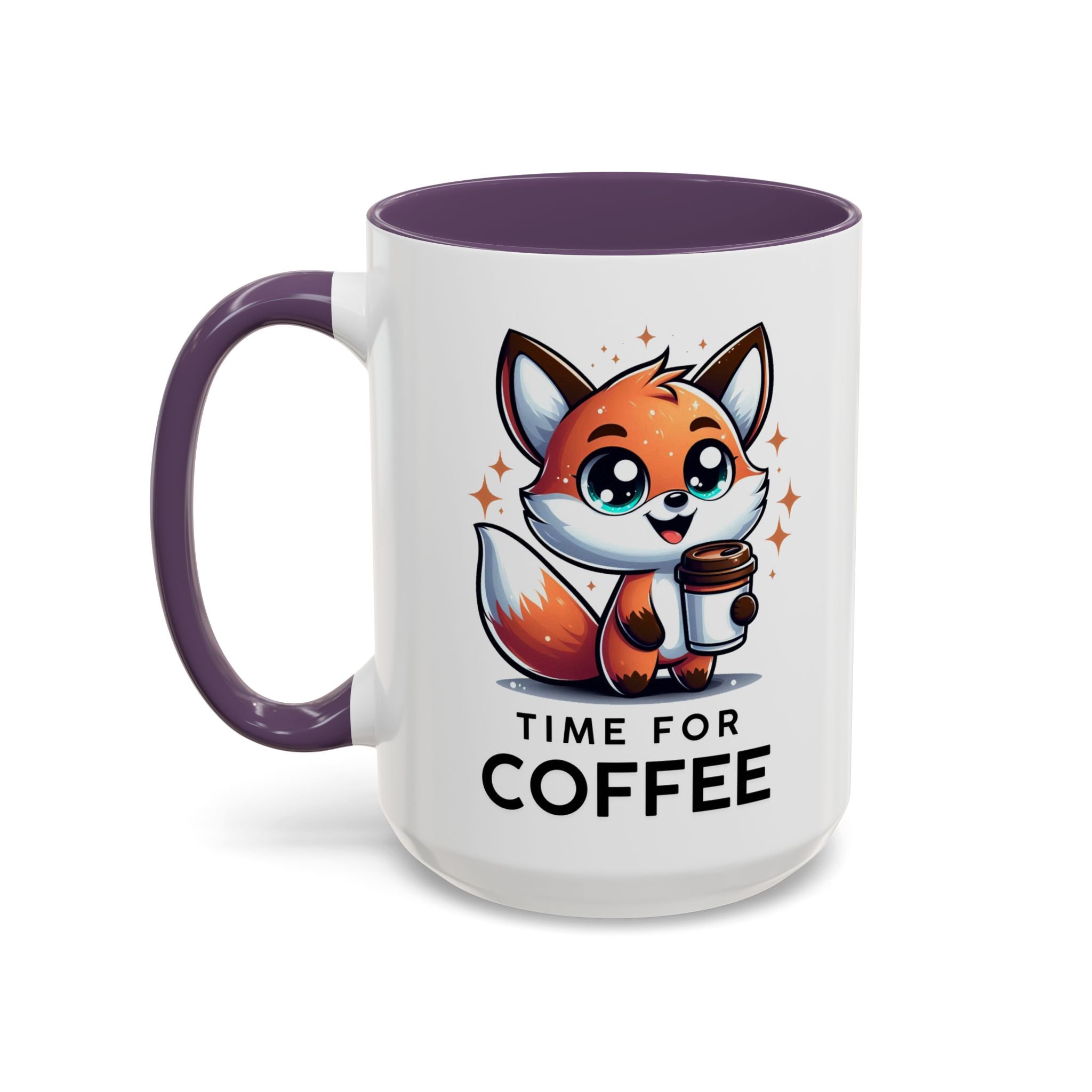 Cute Fox Coffee Mug - Time for Coffee, Animal Lover Gift, Fun Kitchenware, Personalize for Birthdays, Office Decor