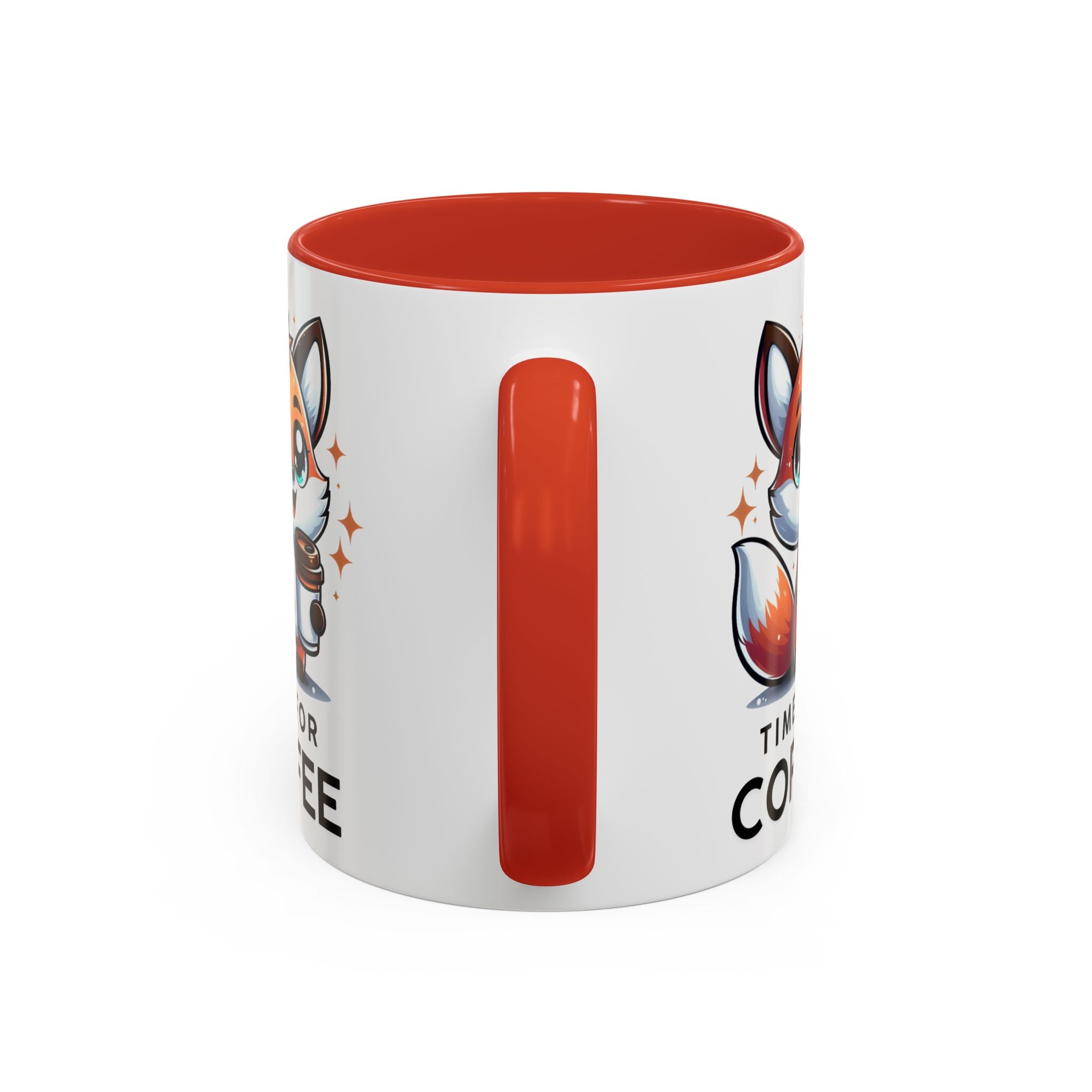 Cute Fox Coffee Mug - Time for Coffee, Animal Lover Gift, Fun Kitchenware, Personalize for Birthdays, Office Decor