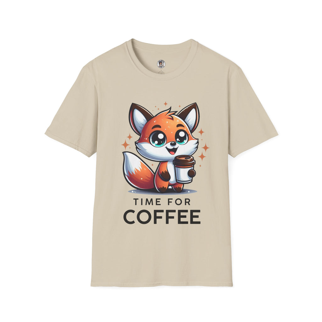 Time For Coffee Cute Fox Unisex Softstyle T-Shirt