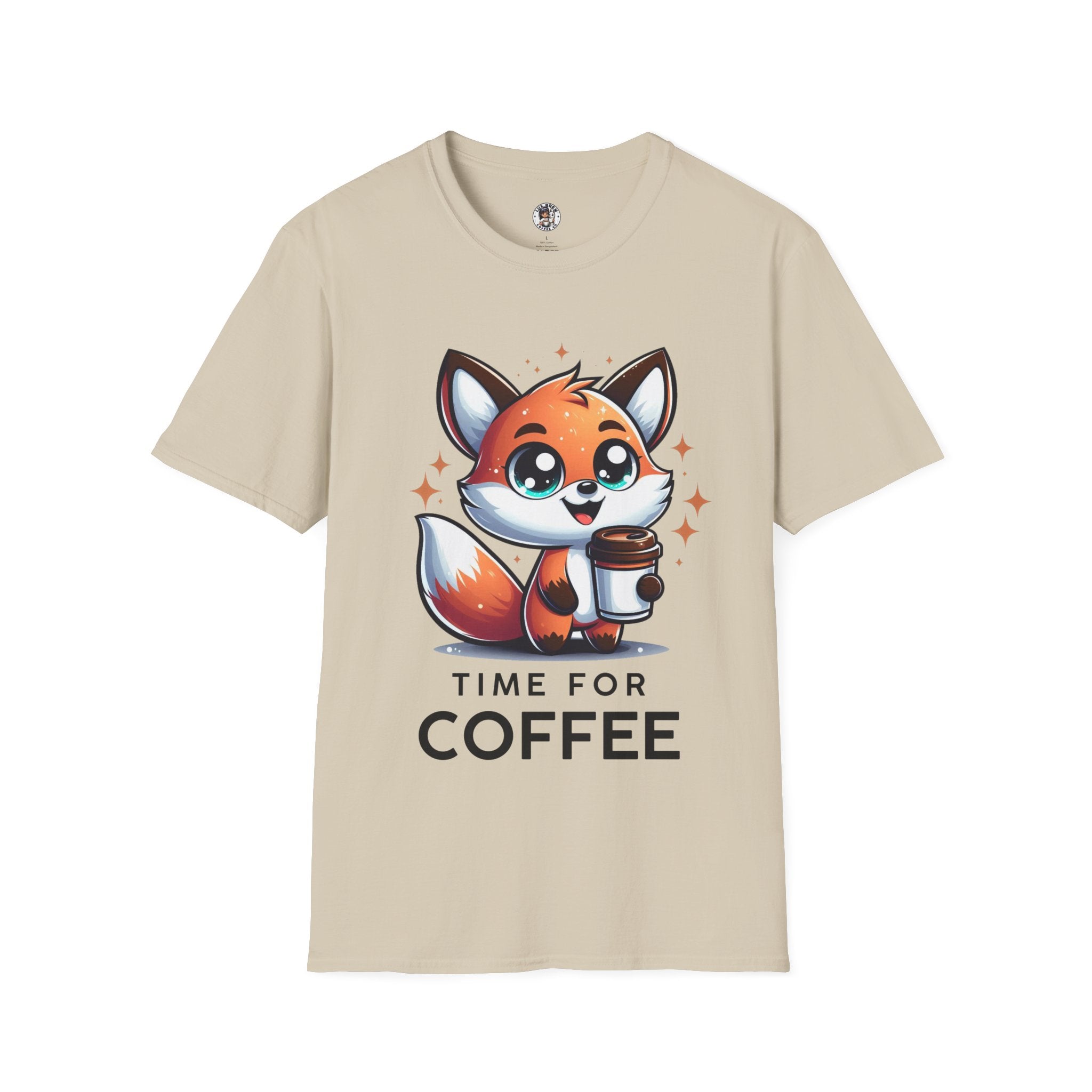 Time For Coffee Cute Fox Unisex Softstyle T-Shirt