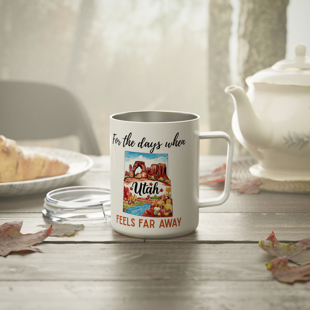 Utah feels far away Insulated Coffee Mug, Missing Utah Coffee tumbler, Homesick Mug