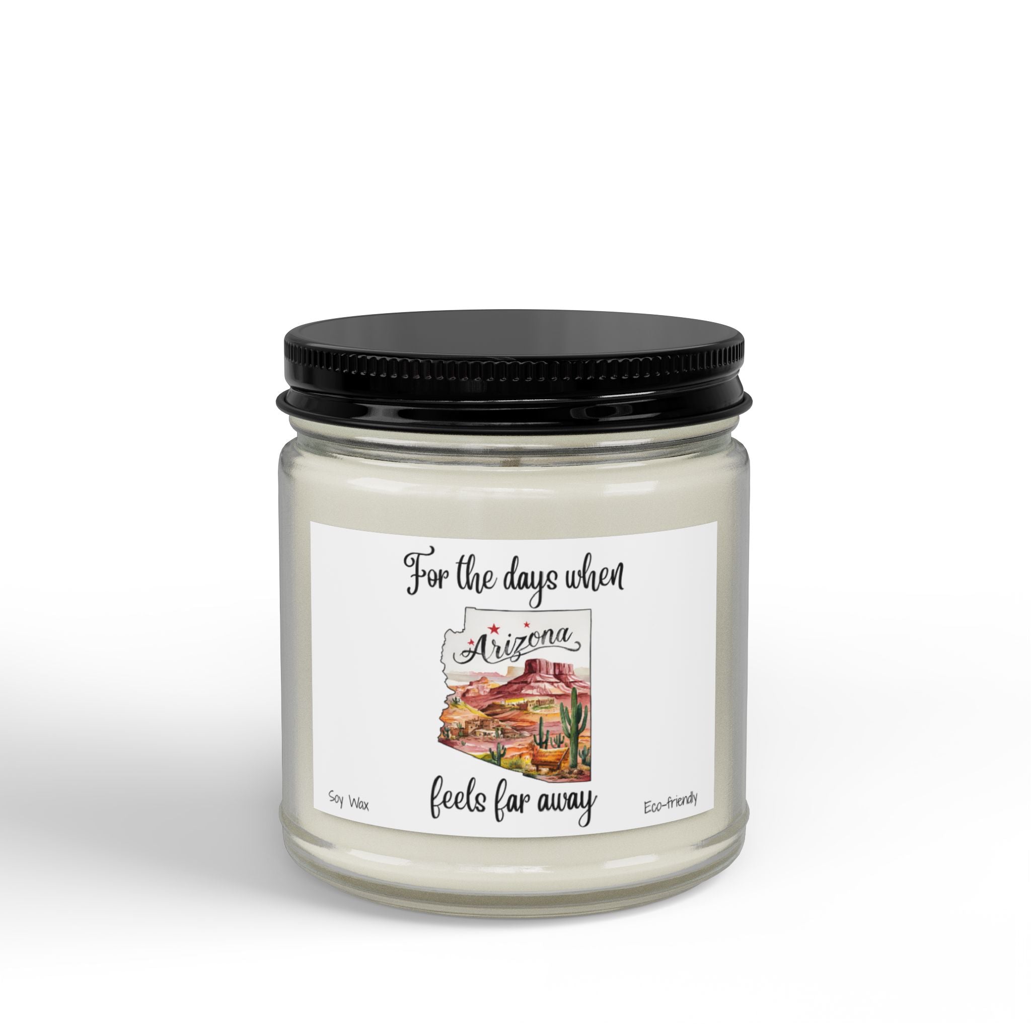 For the days when Arizona feels far away, Homesick Gift, State Candle, Arizona Souvenir, Scented Soy Candles Black Lid, Eco-friendly Gift