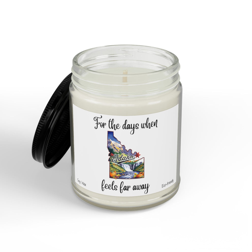 For the days when Idaho feels far away, Homesick Idaho Gift, State Candle, Idaho Souvenir, Scented Soy Candles Black Lid, Eco-friendly Gift
