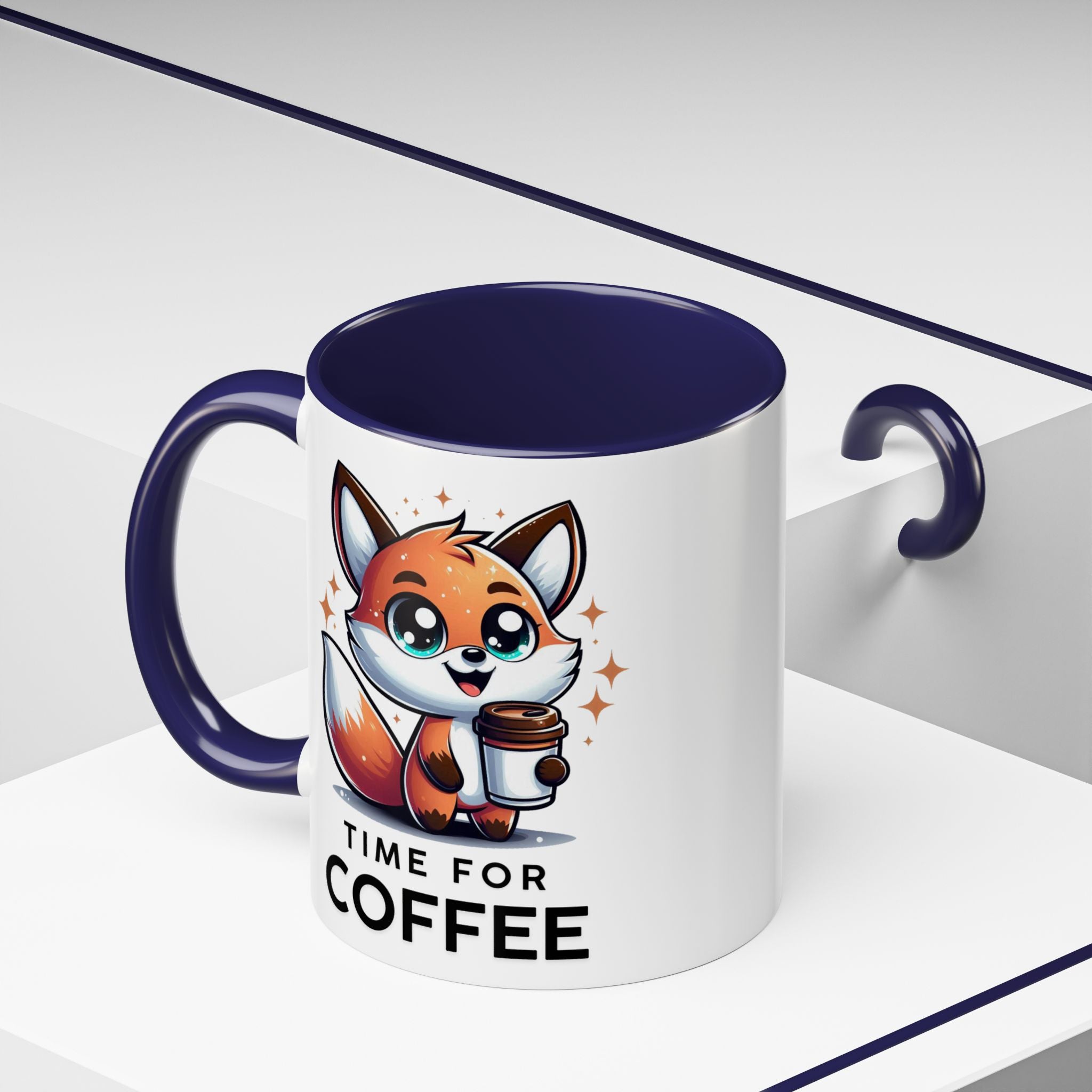 Cute Fox Coffee Mug - Time for Coffee, Animal Lover Gift, Fun Kitchenware, Personalize for Birthdays, Office Decor