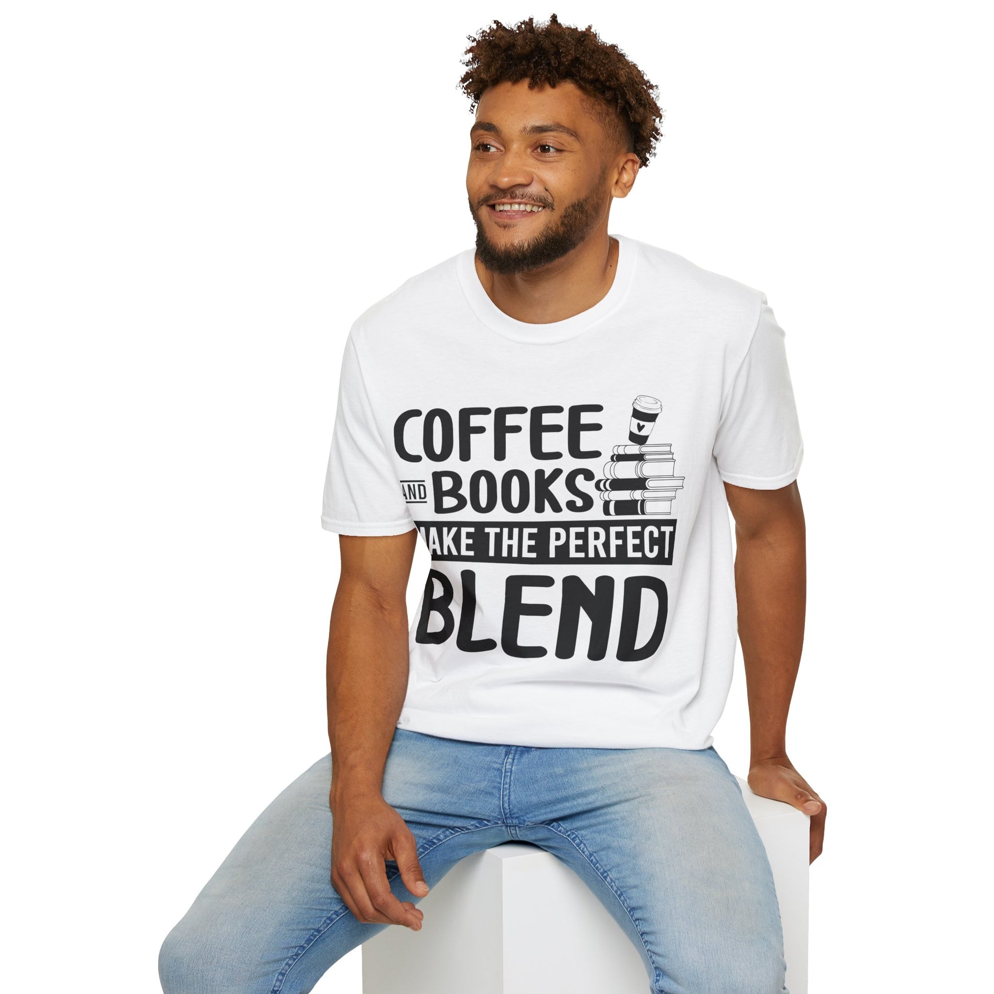Coffee and books make the perfect blend T-Shirt, Coffee Lovers Unisex Softstyle T-Shirt, Coffee Lovers Shirt