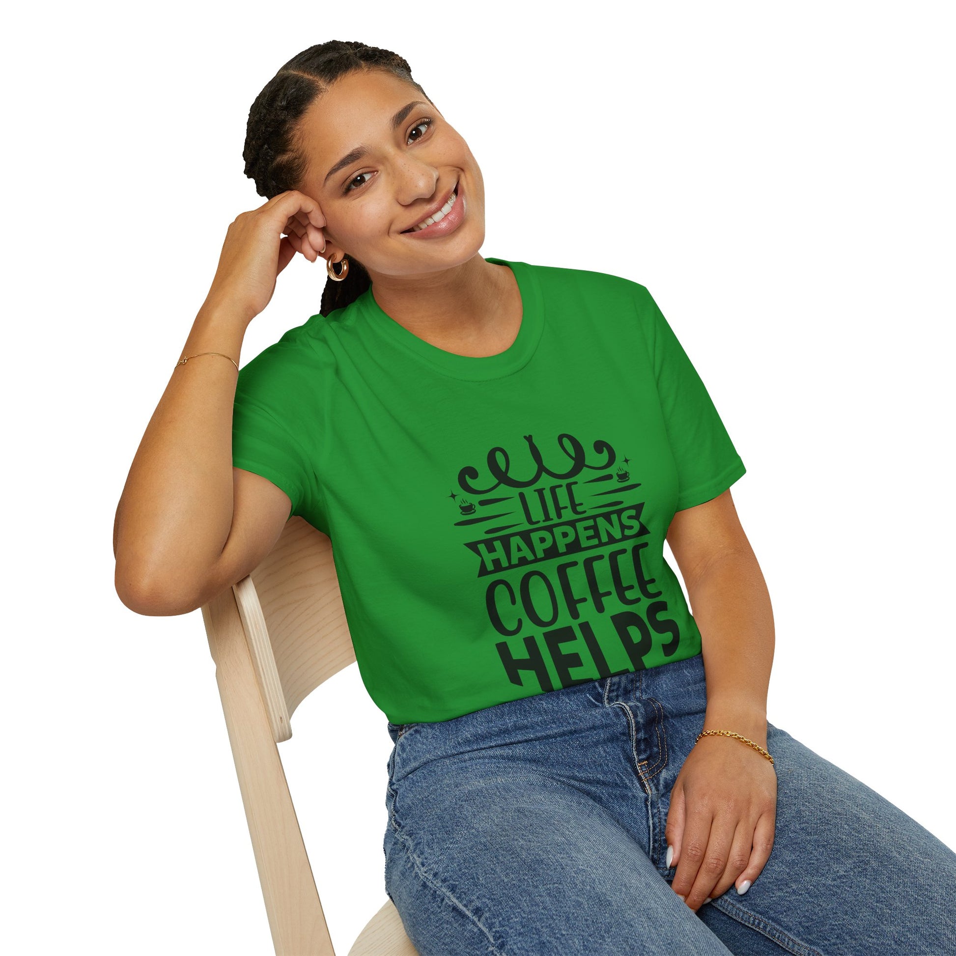 Life Happens Coffee Helps Unisex T-Shirt, T-Shirt for Coffee Lovers