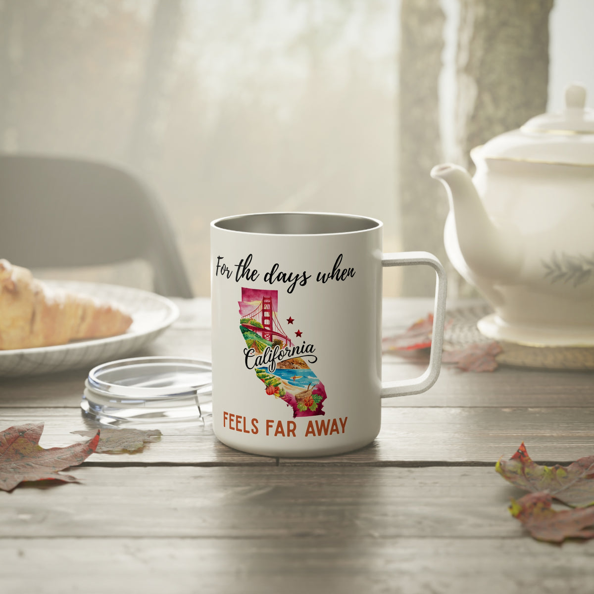 California feels far away Insulated Coffee Mug, Missing California Coffee tumbler, Homesick Mug