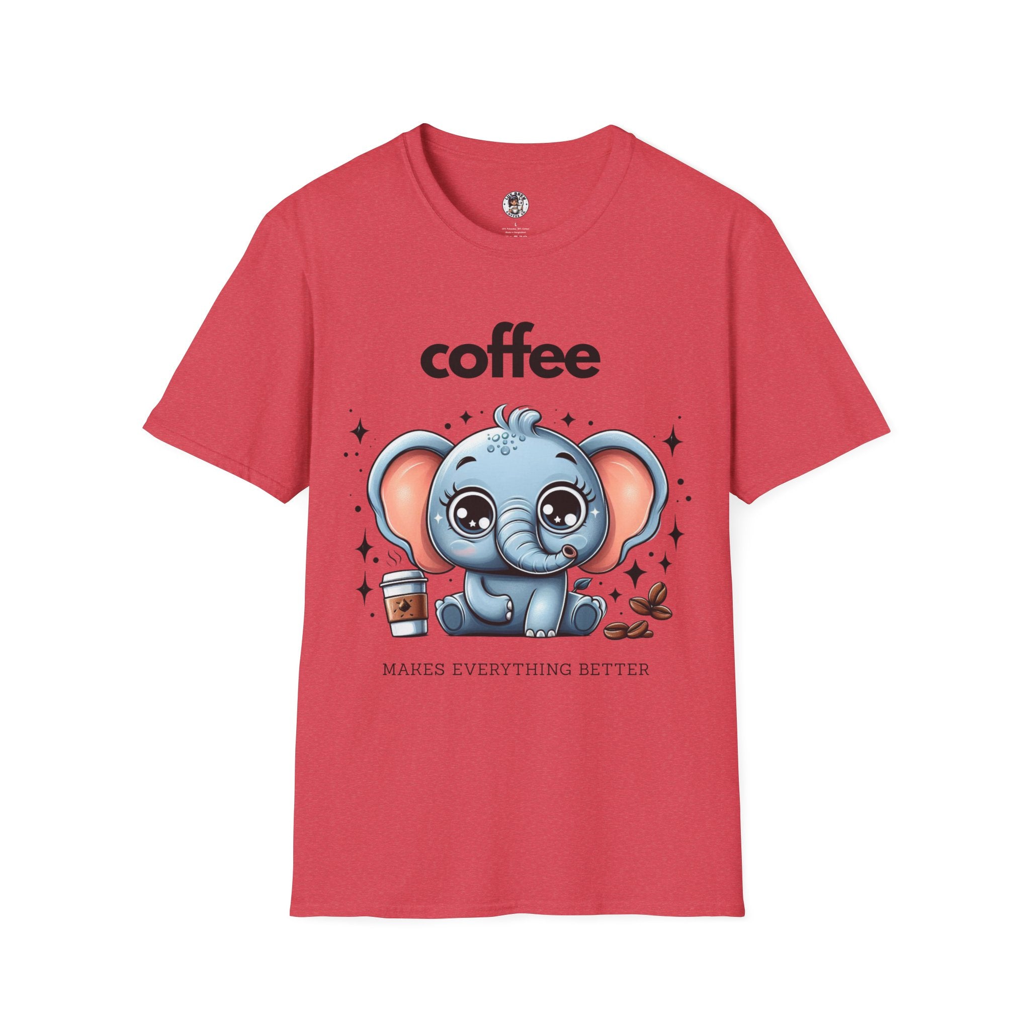 Coffee Makes Everything Better Cute Elephant Unisex Softstyle T-Shirt