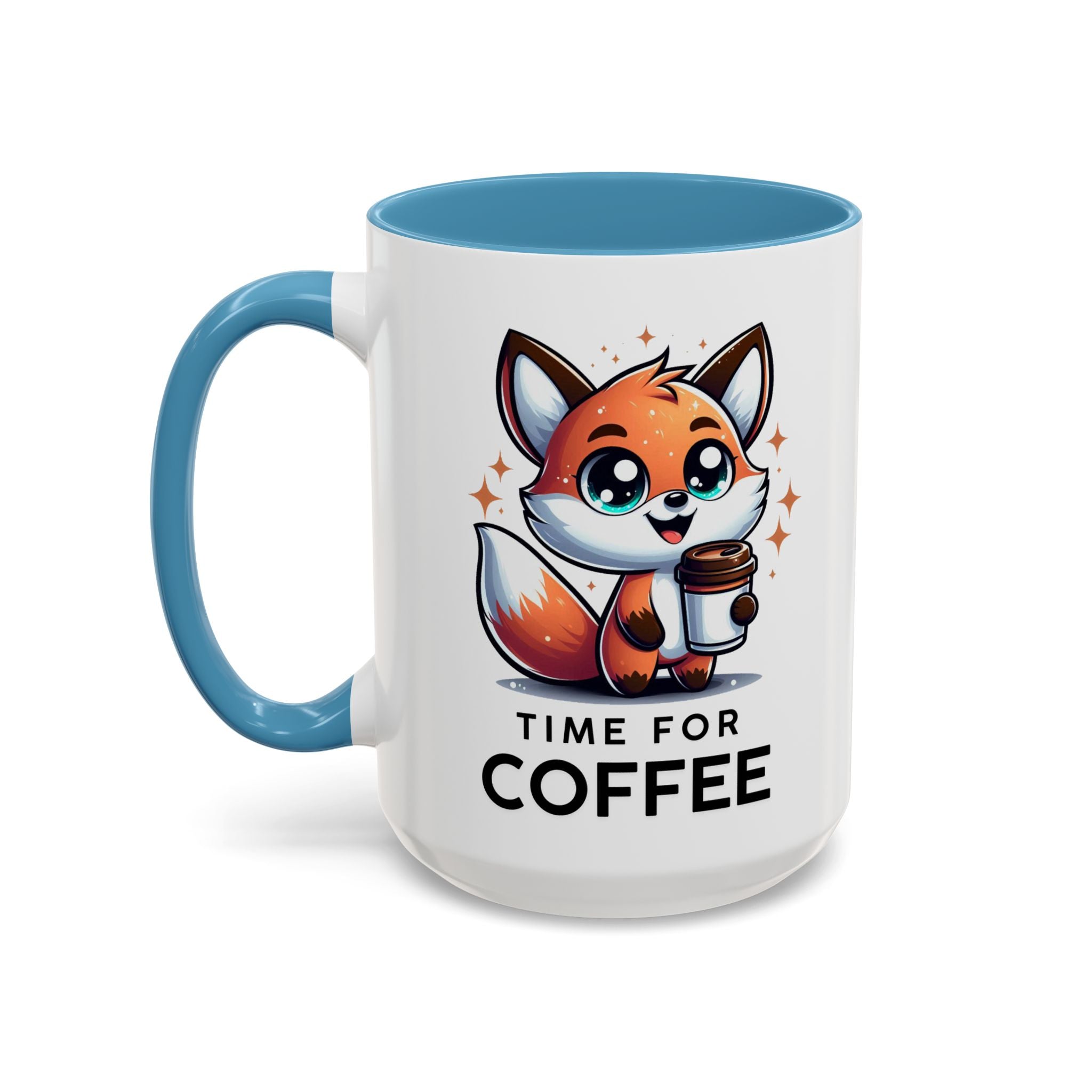 Cute Fox Coffee Mug - Time for Coffee, Animal Lover Gift, Fun Kitchenware, Personalize for Birthdays, Office Decor