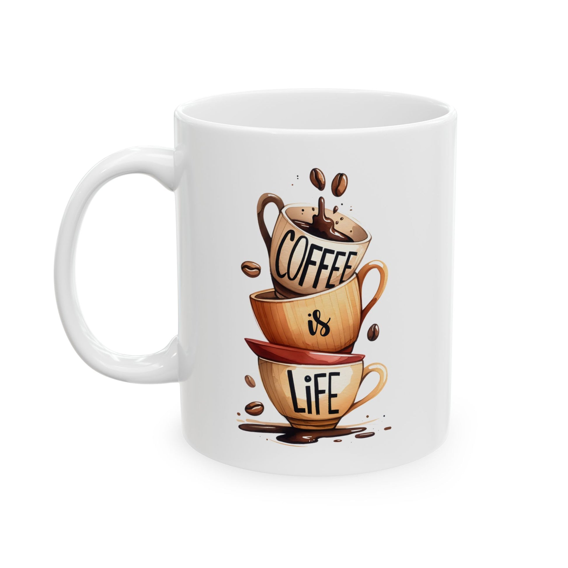 Cozy Coffee Lover's Ceramic Mug, Coffee is my Life Coffee Mug 11oz