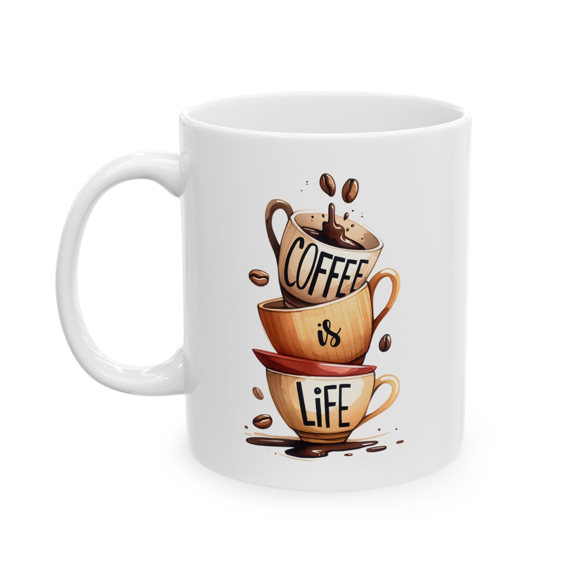 Cozy Coffee Lover's Ceramic Mug, Coffee is my Life Coffee Mug 11oz