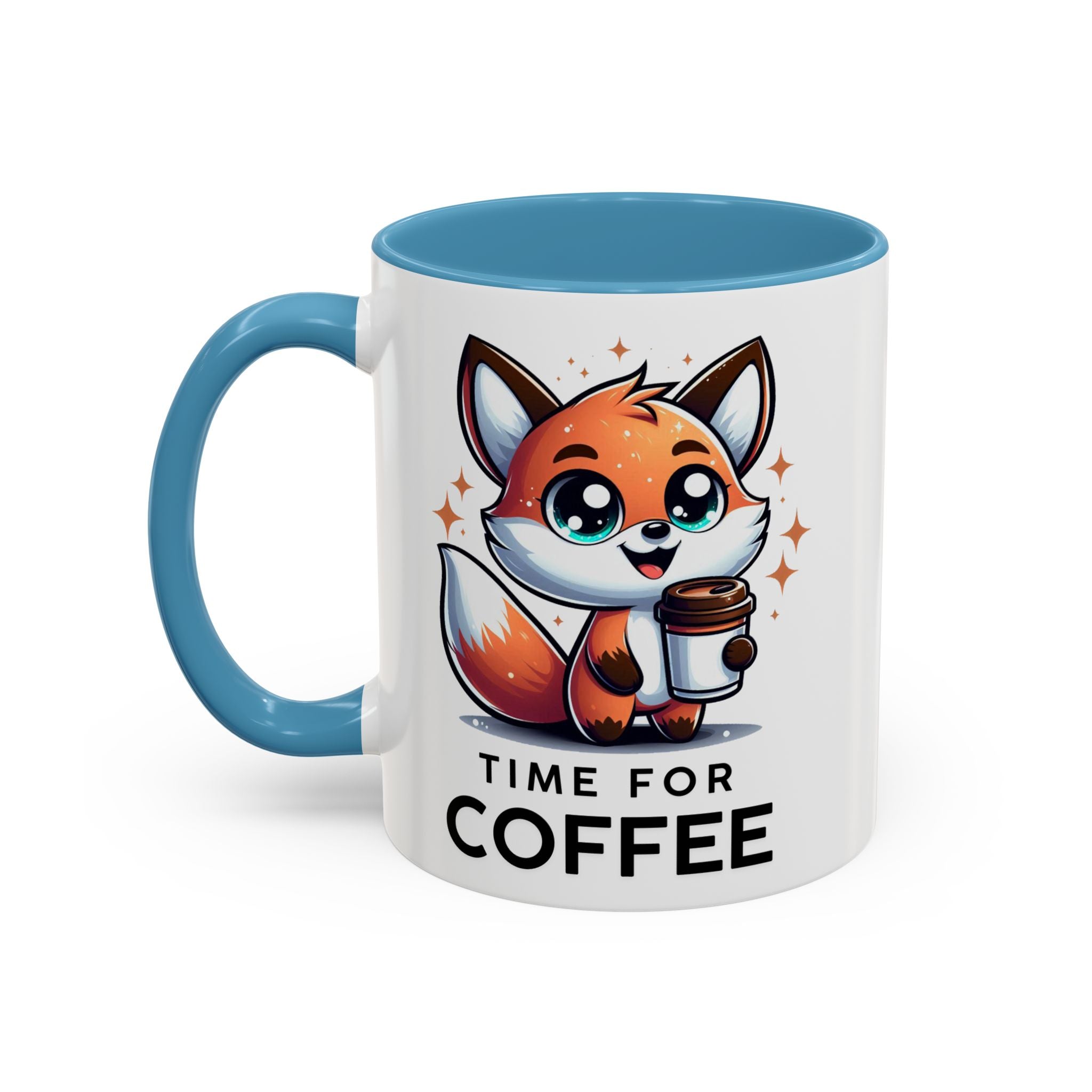 Cute Fox Coffee Mug - Time for Coffee, Animal Lover Gift, Fun Kitchenware, Personalize for Birthdays, Office Decor