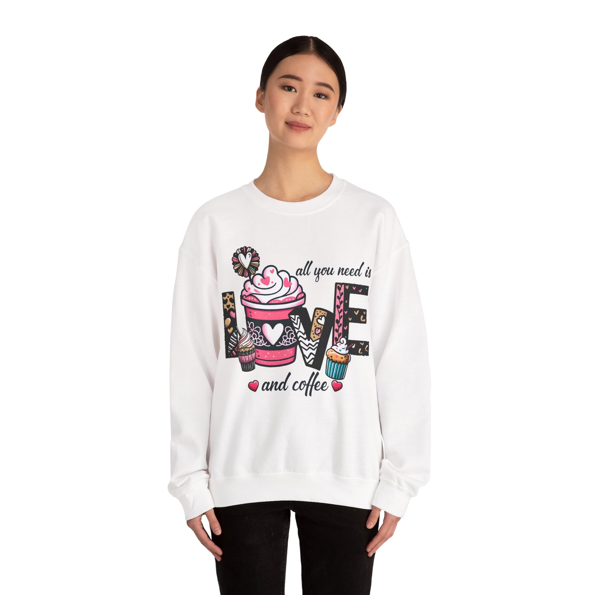 All you need is Love and Coffee Sweatshirt, Coffee Lovers Unisex Heavy Blend™ Crewneck Sweatshirt, Coffee Lovers Sweatshirt