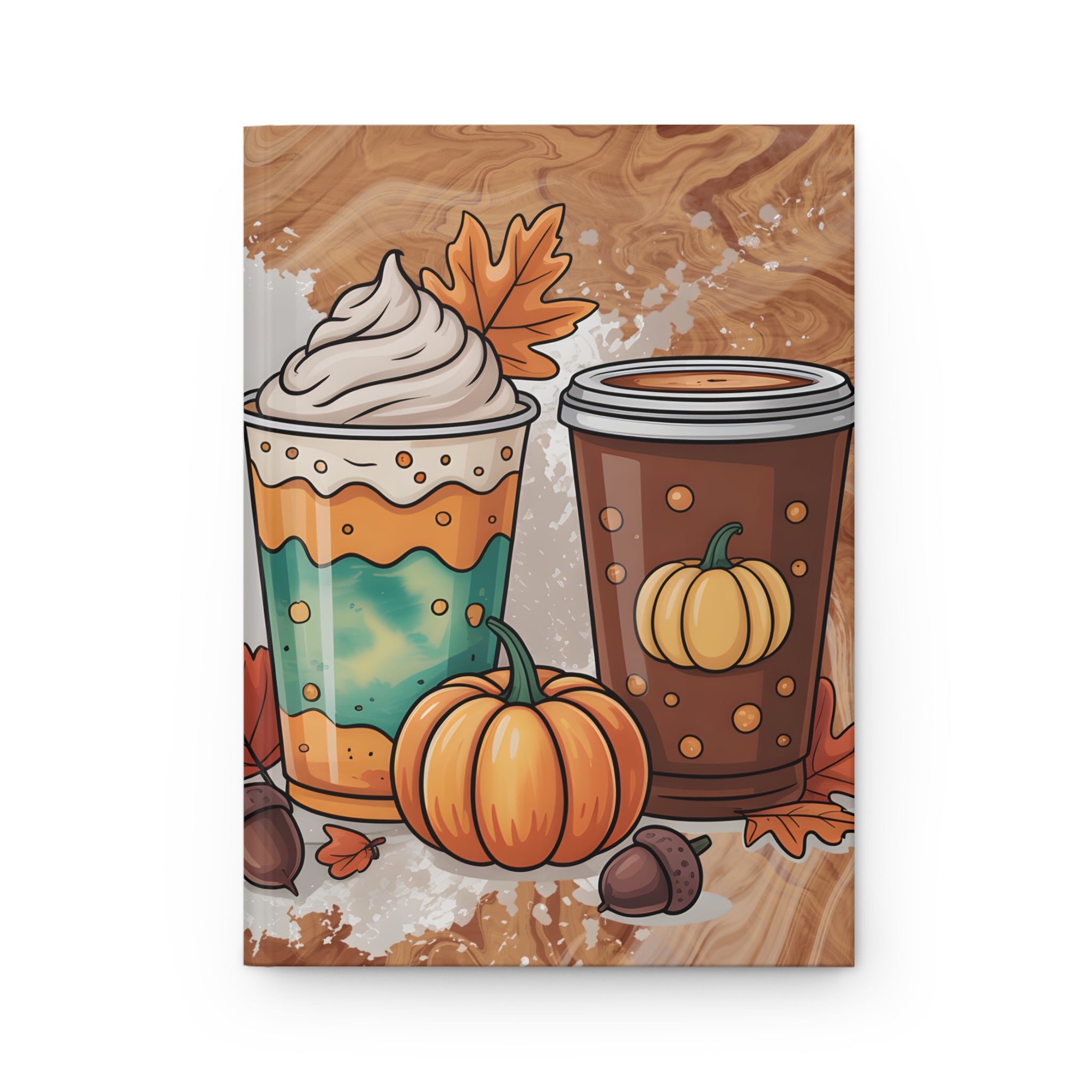 Autumn-Themed Hardcover Journal with Pumpkin Spice Design, Coffee Lovers Journal, Fall Journal, Gift for Writers, Thanksgiving Journal