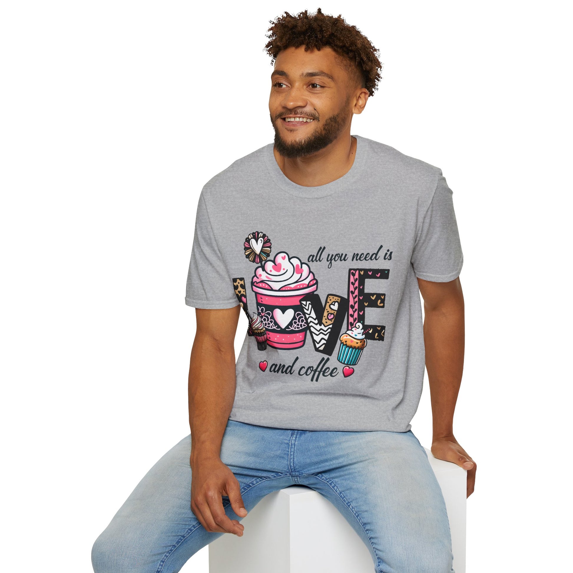 All you need is Love and Coffee T-Shirt, Coffee Lovers Unisex Softstyle T-Shirt, Coffee Lovers T-Shirt