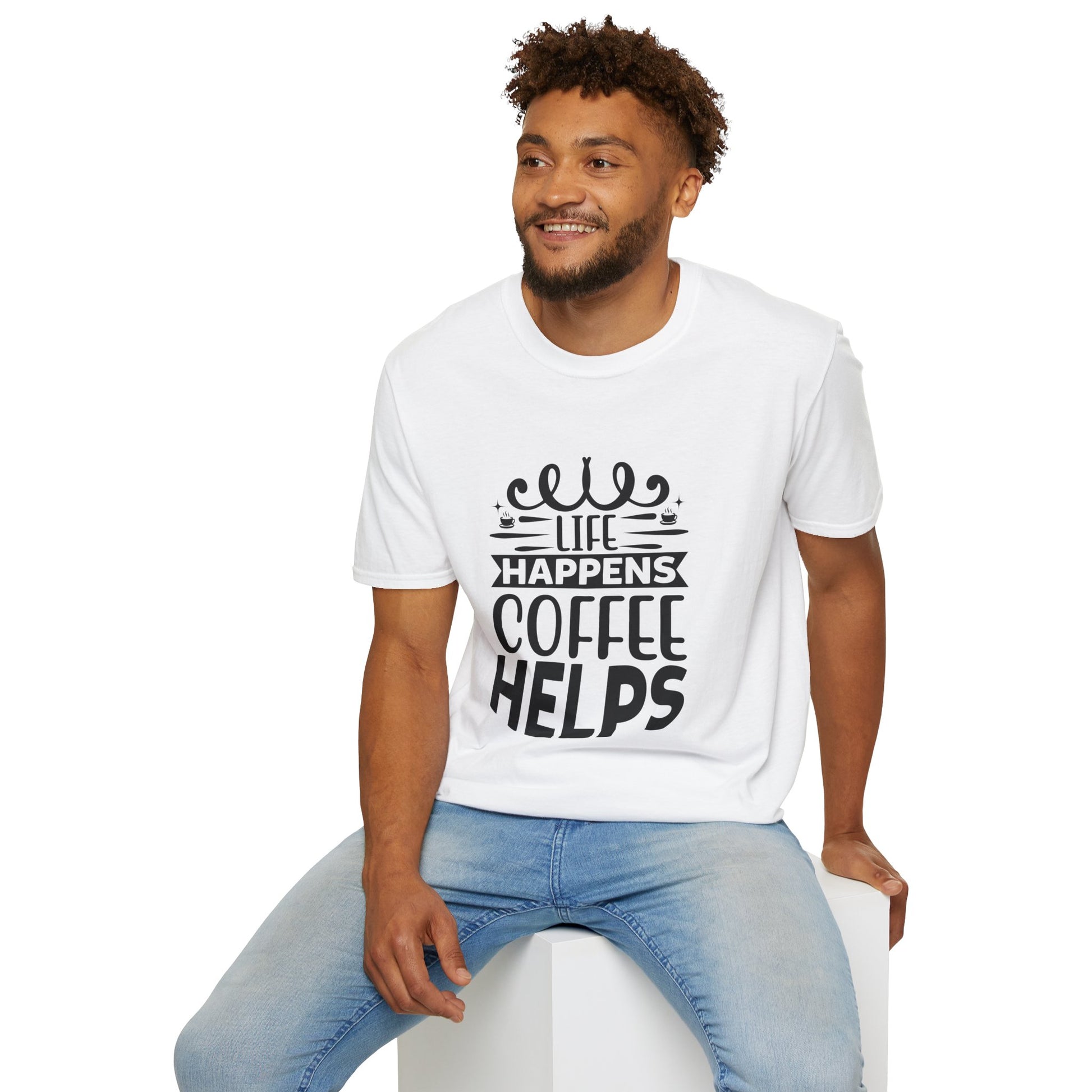 Life Happens Coffee Helps Unisex T-Shirt, T-Shirt for Coffee Lovers