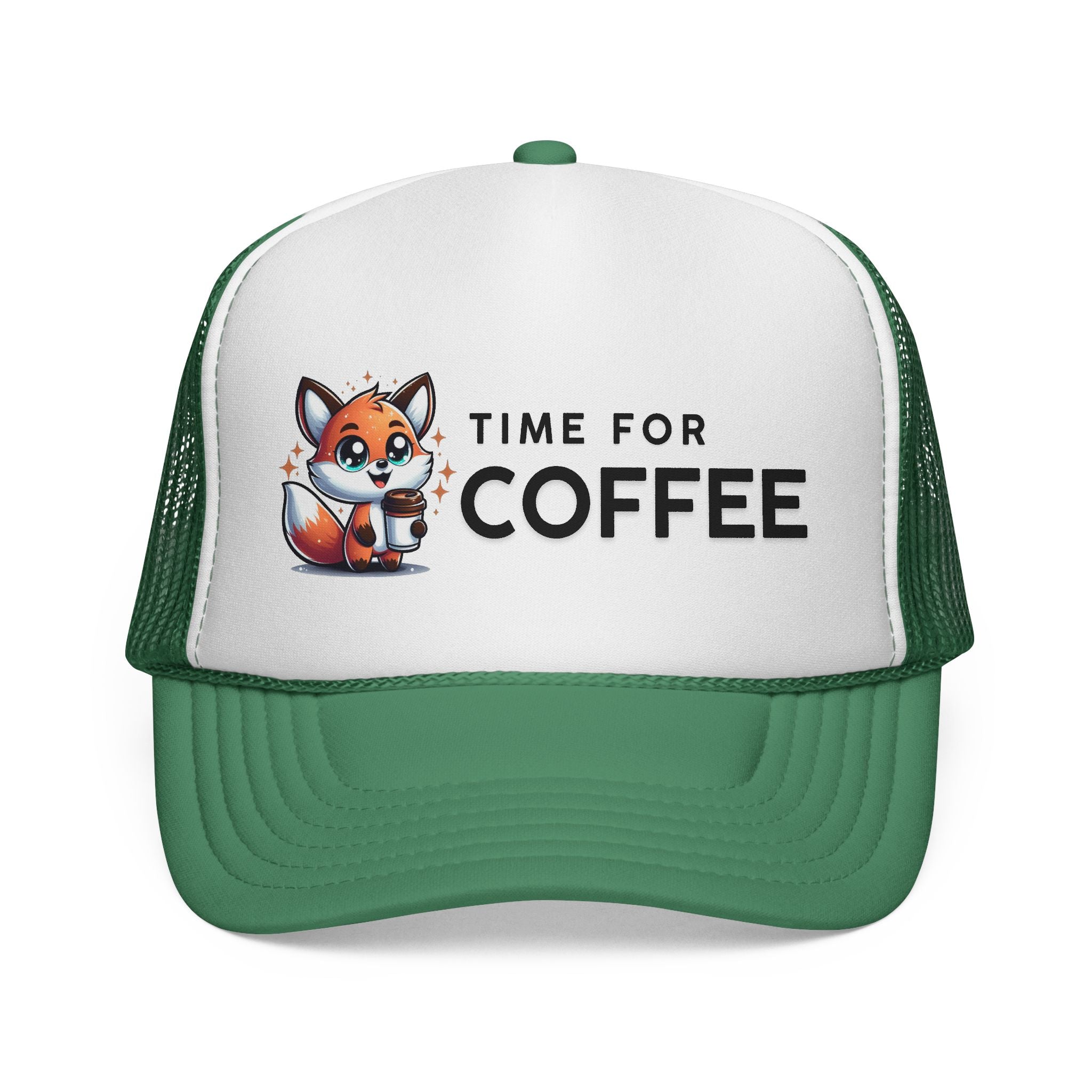 Time for Coffee Trucker Cap – Fun Fox Design | Perfect Gift for Coffee Lovers, Outdoor Adventures, Birthdays, Friends, Casual Style