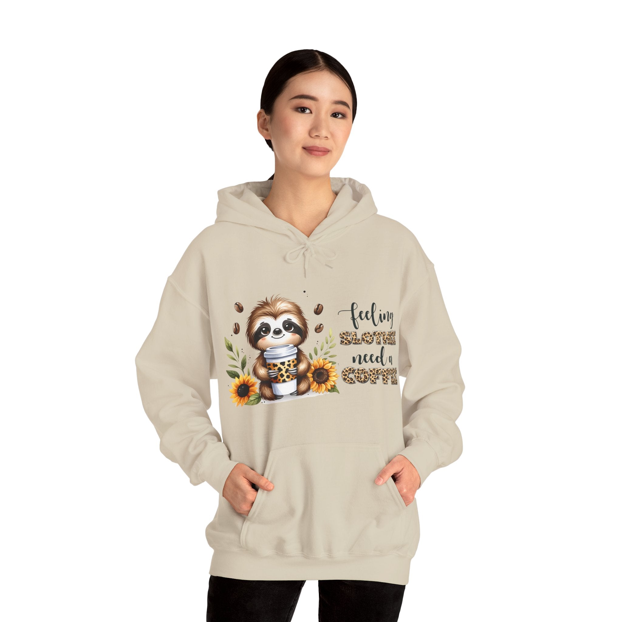 Cozy Sloth Coffee Hoodie, Feeling Slothee need a Coffee Hoodie, Coffee Lovers Hoodie