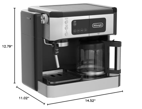 De’Longhi All-in-One Coffee and Espresso Maker Combo with Grinder, Milk Frother, Auto Timer & Dual Heating System – Espresso Machine & Drip Coffee Brewer – All-in-One Stainless Steel Barista Machine