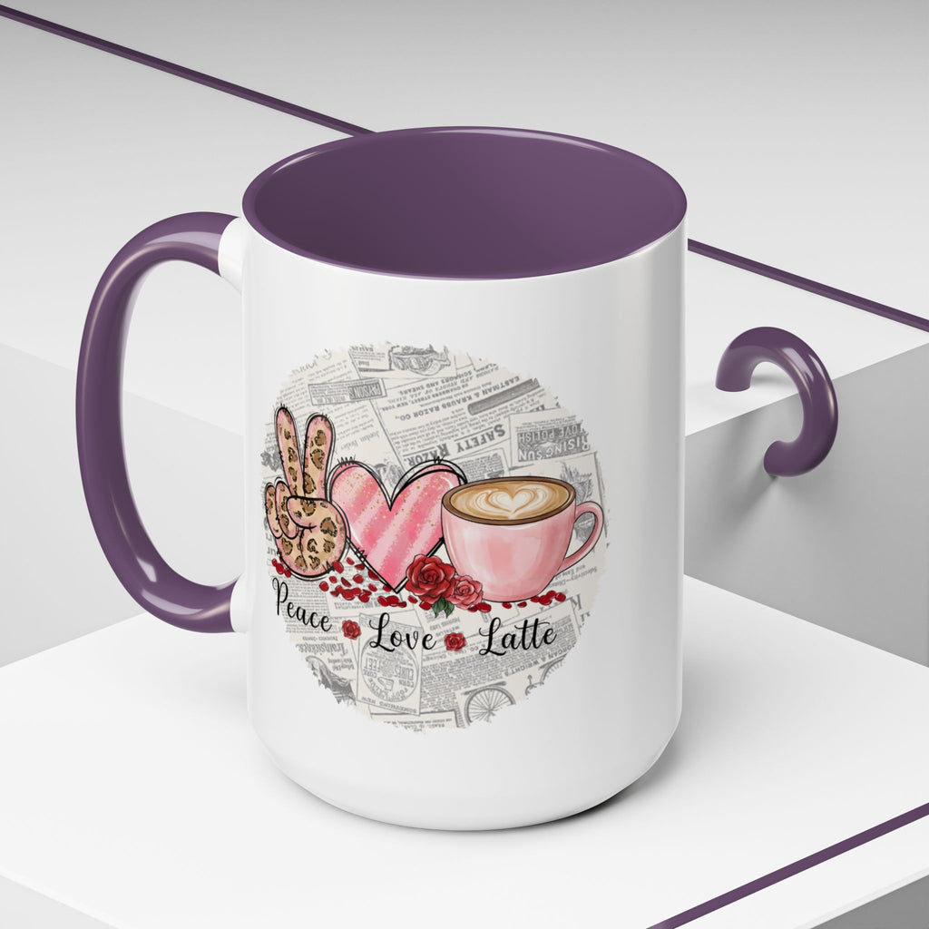 Peace Love Latte Coffee Mug (11, 15oz), Mug for Coffee Lovers, Gift for her for him, Coworker gift ideas, Valentine Coffee Mug, Cute Mug