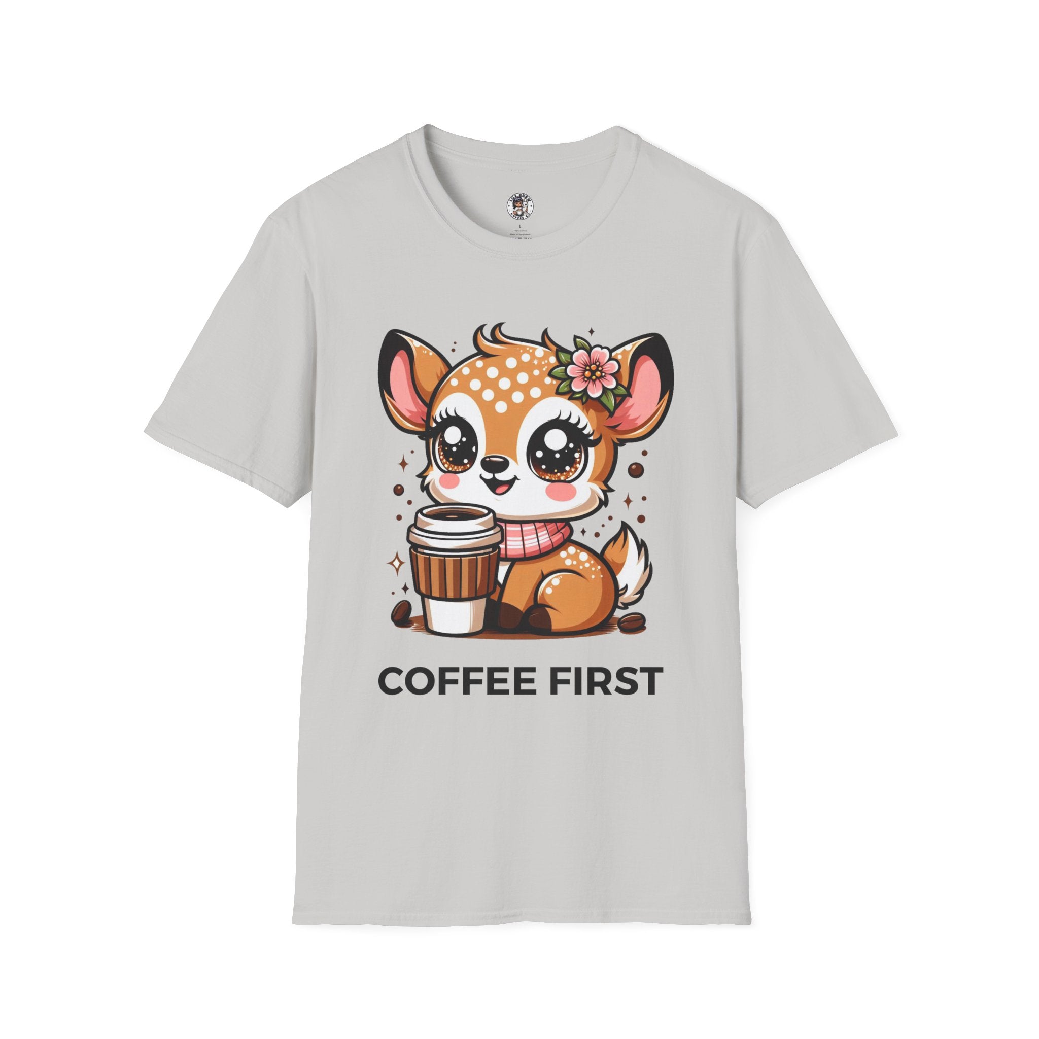Coffee First Cute Baby Deer Unisex Softstyle T-Shirt