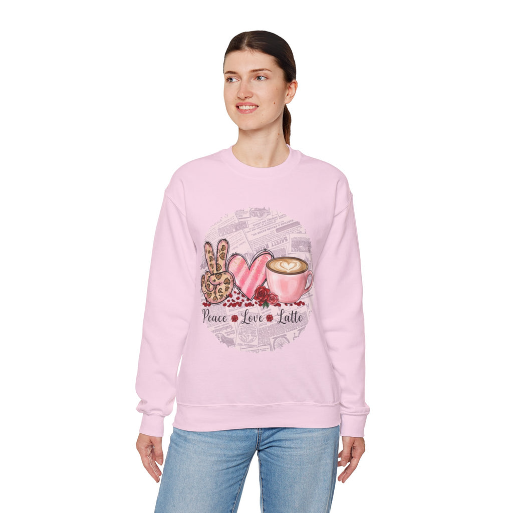 Peace Love Latte Crewneck Sweatshirt, Coffee Sweatshirt Love, Coffee Lovers Gift for Teacher, Coworker gift ideas, Sweatshirt for Coffee Lovers