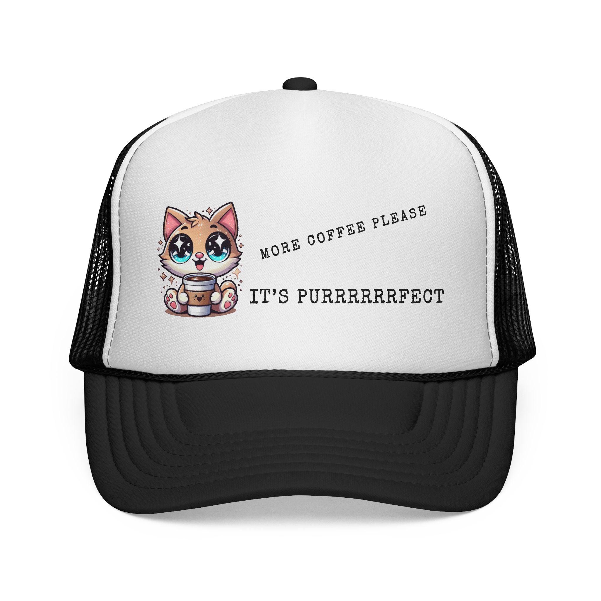Cute Cat Coffee Trucker Cap - Perfect for Pet Lovers, Outdoor Adventures, Summer Days, Gift for Cat Owners, Stylish Headwear