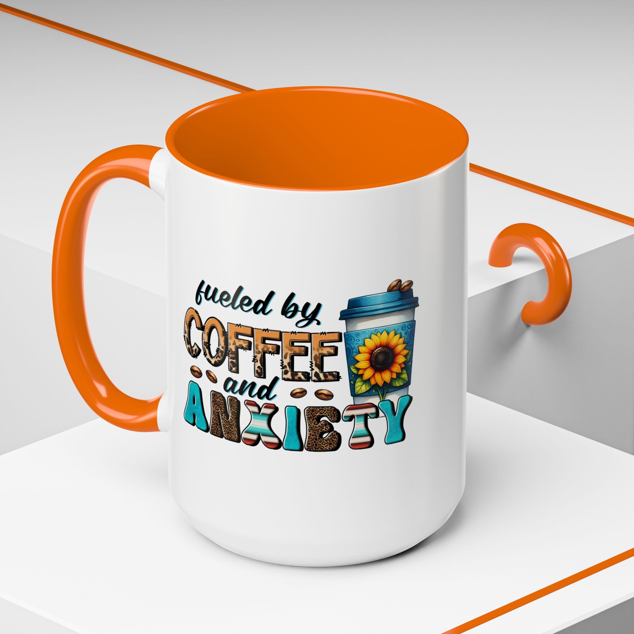 Fueled by Coffee and Anxiety Mug, Fun Coffee Cup, Gift for Coffee Lovers