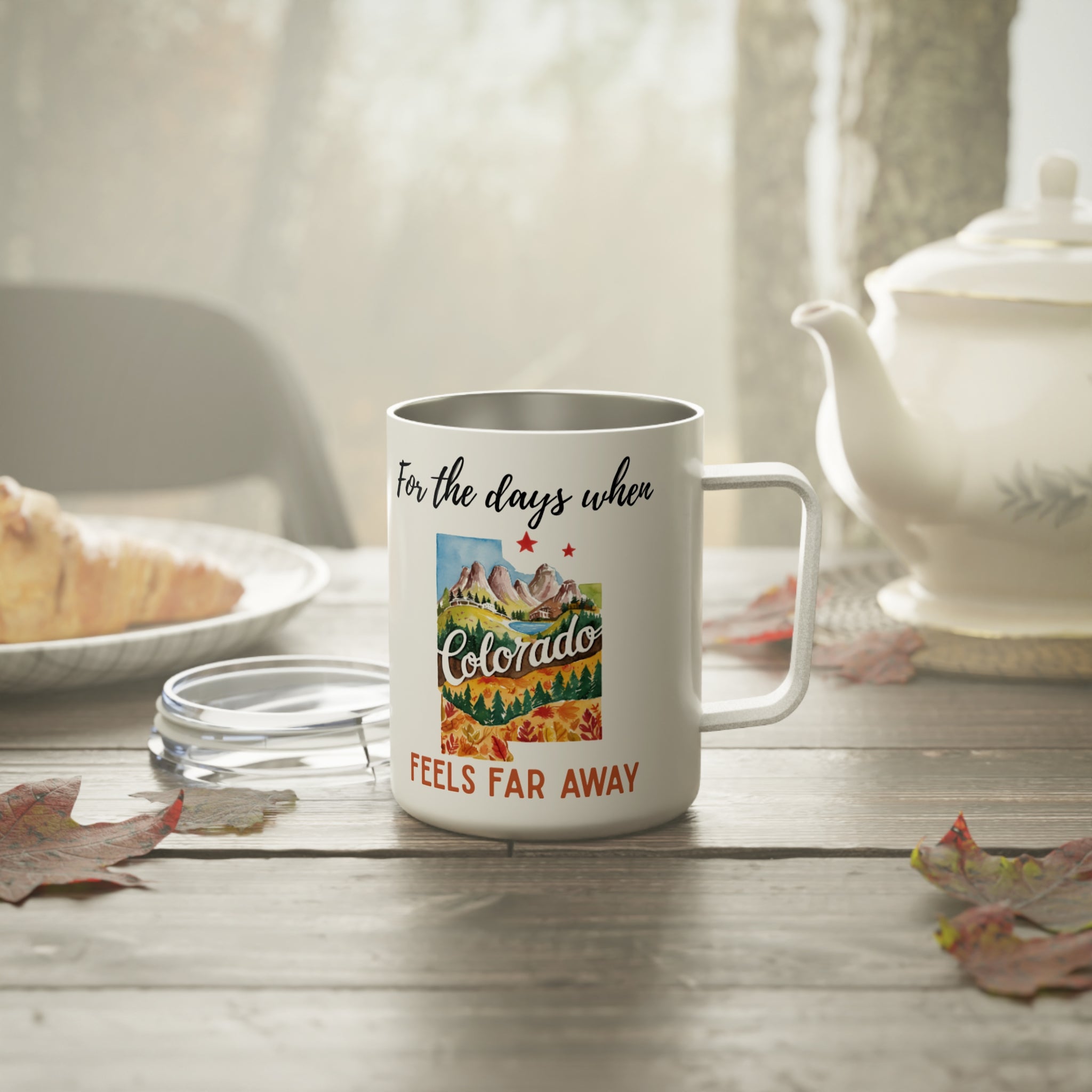 Colorado feels far away Insulated Coffee Mug, Missing Colorado Coffee tumbler, Homesick Mug