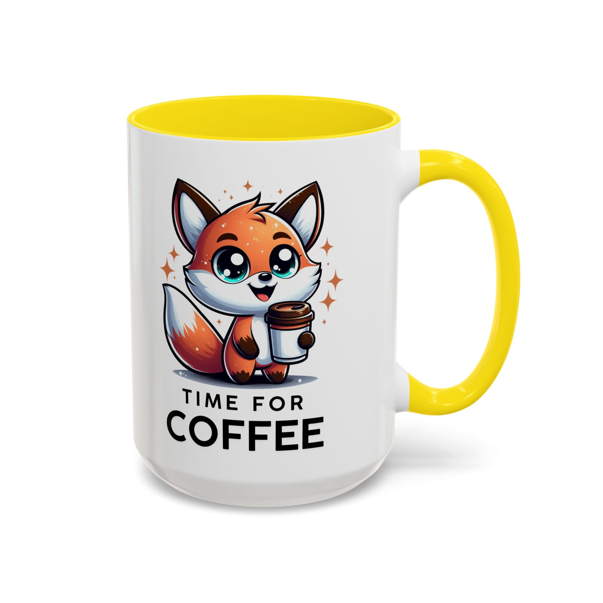 Cute Fox Coffee Mug - Time for Coffee, Animal Lover Gift, Fun Kitchenware, Personalize for Birthdays, Office Decor