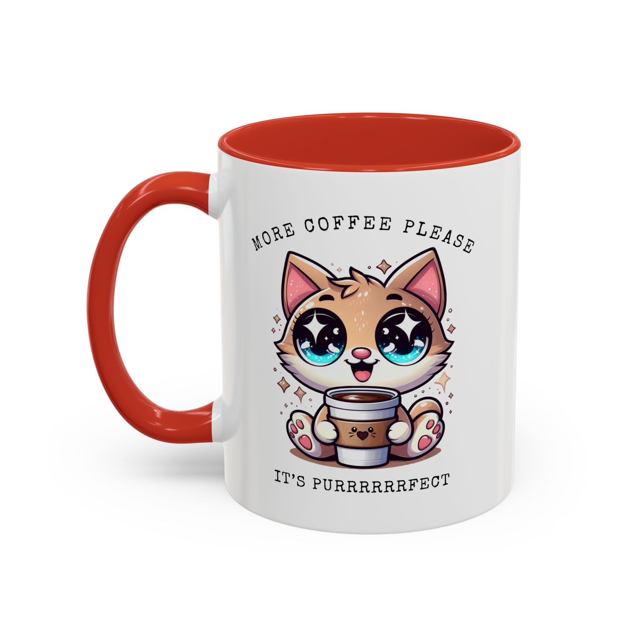 Cute Cat Coffee Mug - More Coffee Please, Adorable Gift for Cat Lovers, Fun Kitchen Decor, Perfect for Birthdays or Holidays