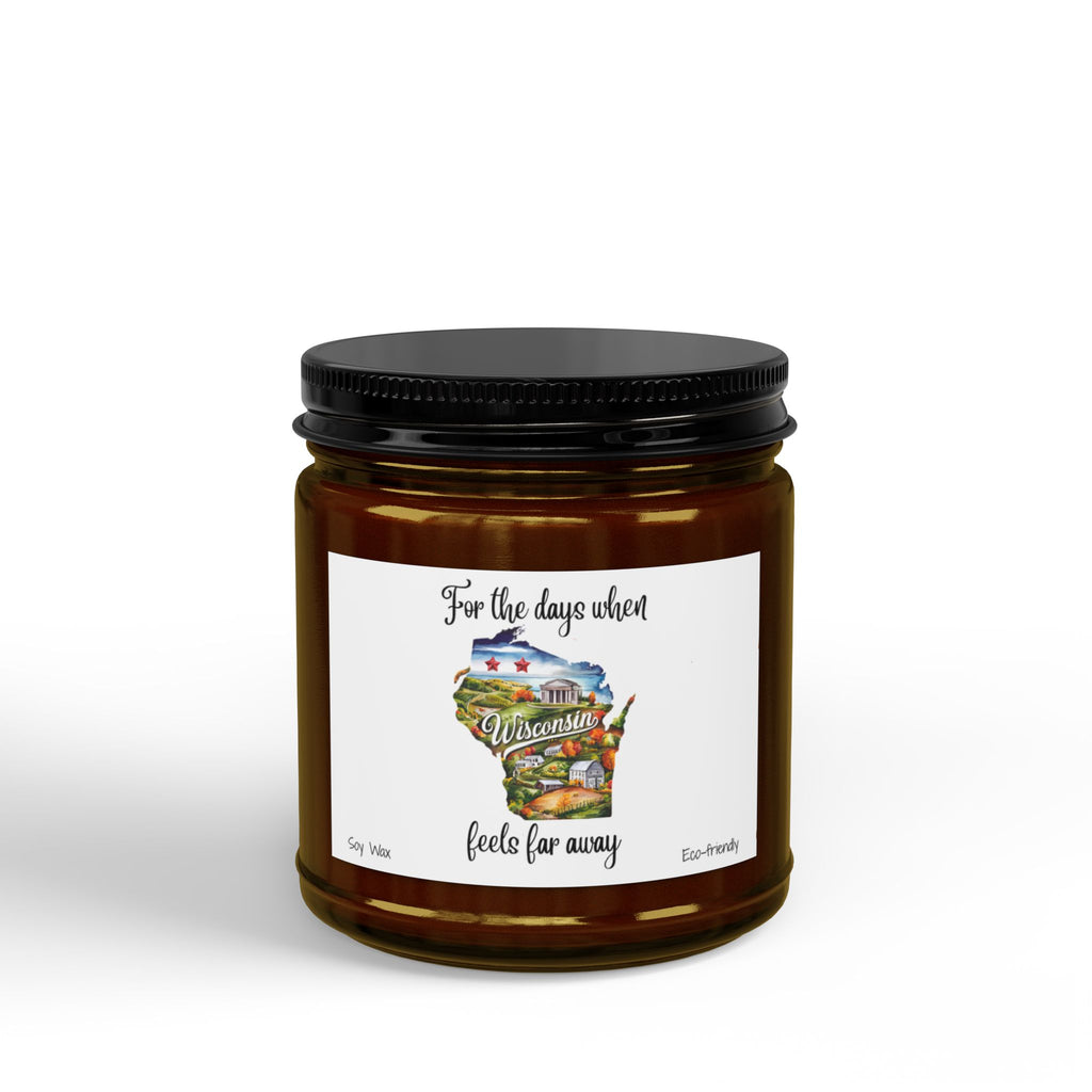 For the days when Wisconsin feels far away, Homesick Wisconsin Gift, State Candle, Wisconsin Souvenir,Soy Candles Black Lid, Retirement Gift