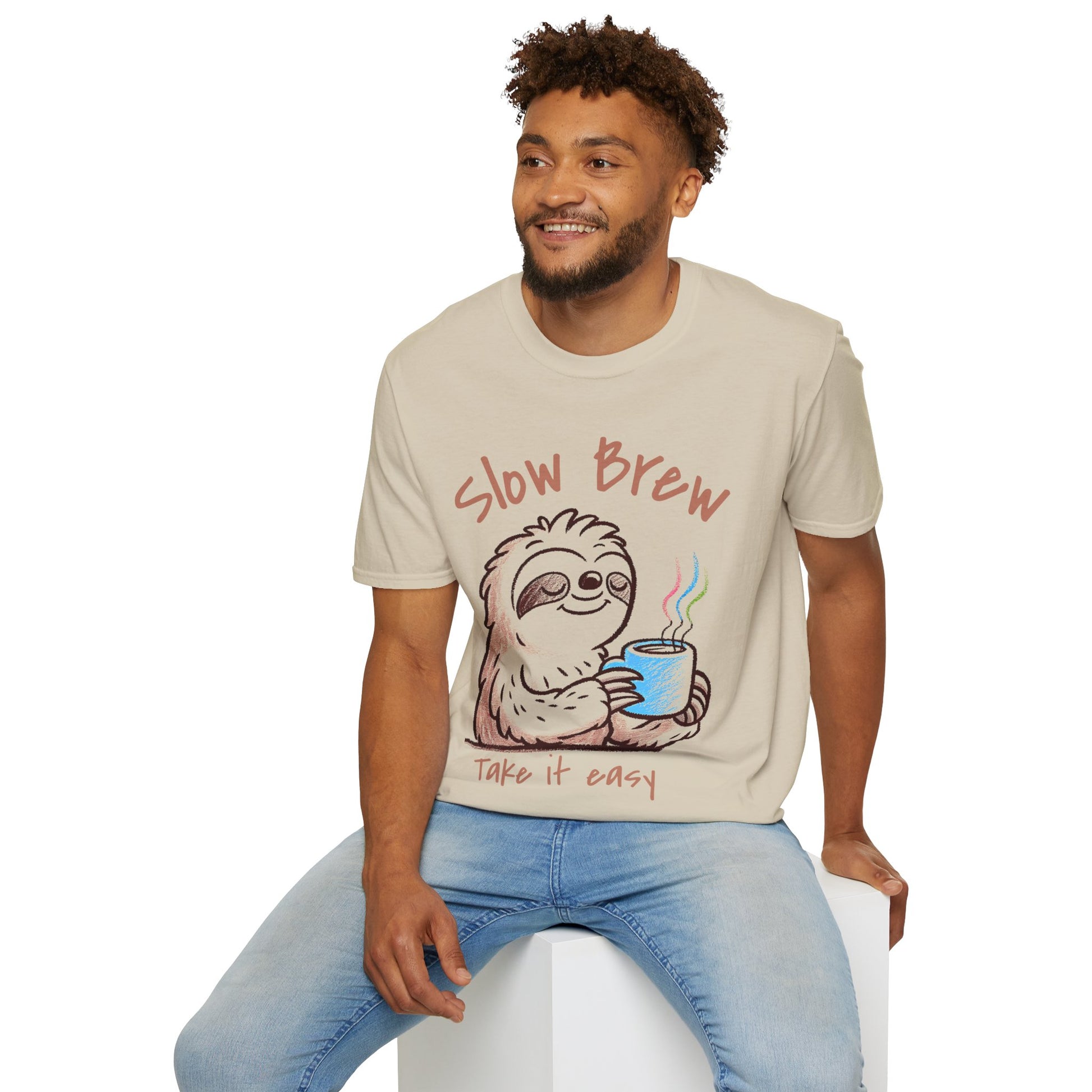 Slow Brew take it easy T-Shirt, Coffee Lovers Unisex Softstyle T-Shirt