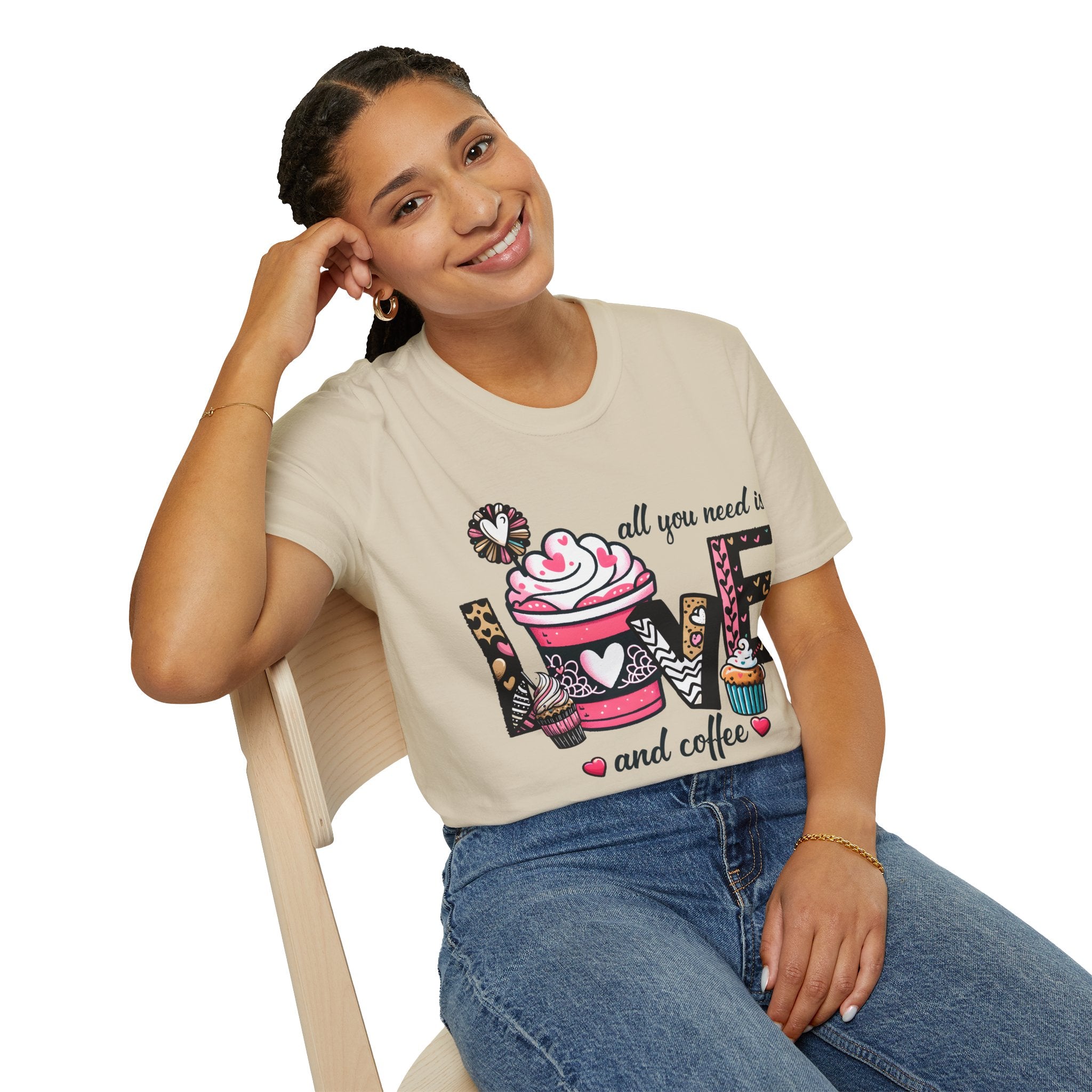 All you need is Love and Coffee T-Shirt, Coffee Lovers Unisex Softstyle T-Shirt, Coffee Lovers T-Shirt