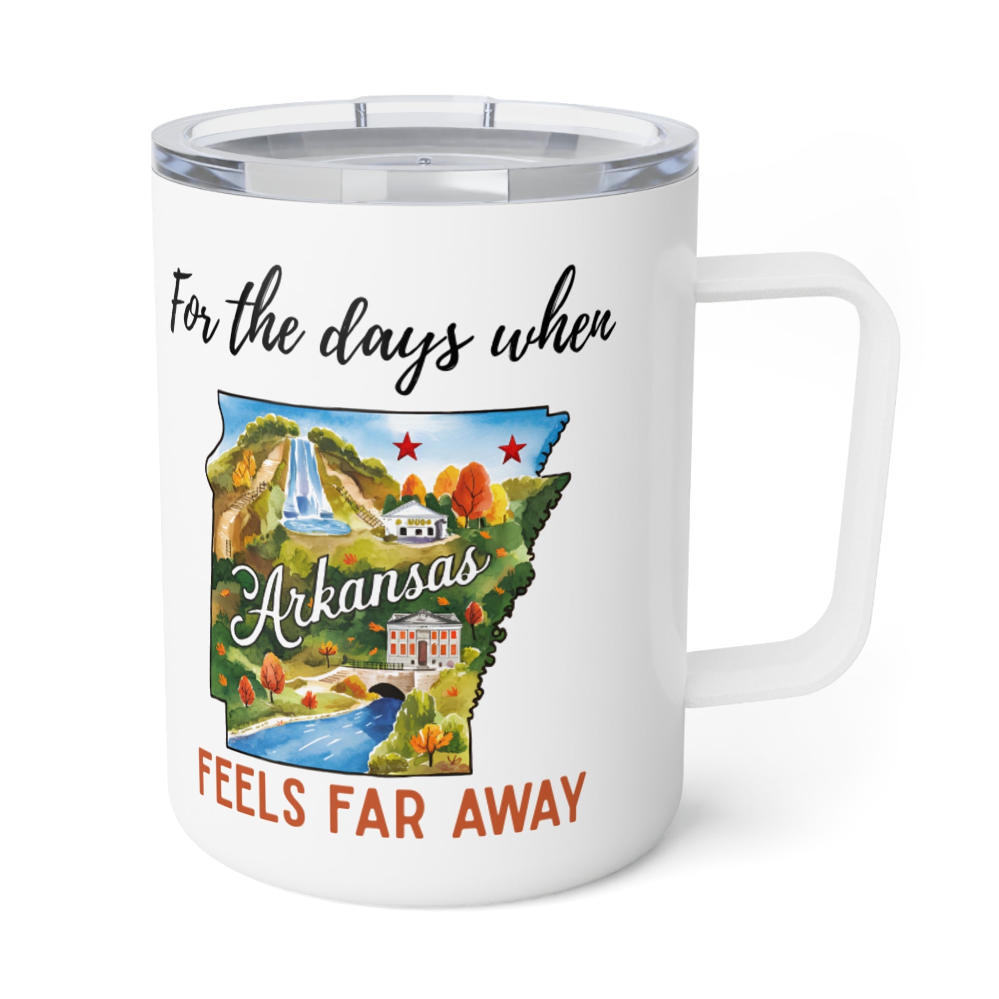 Arkansas feels far away Insulated Coffee Mug, Missing Arkansas Coffee tumbler, Homesick Mug